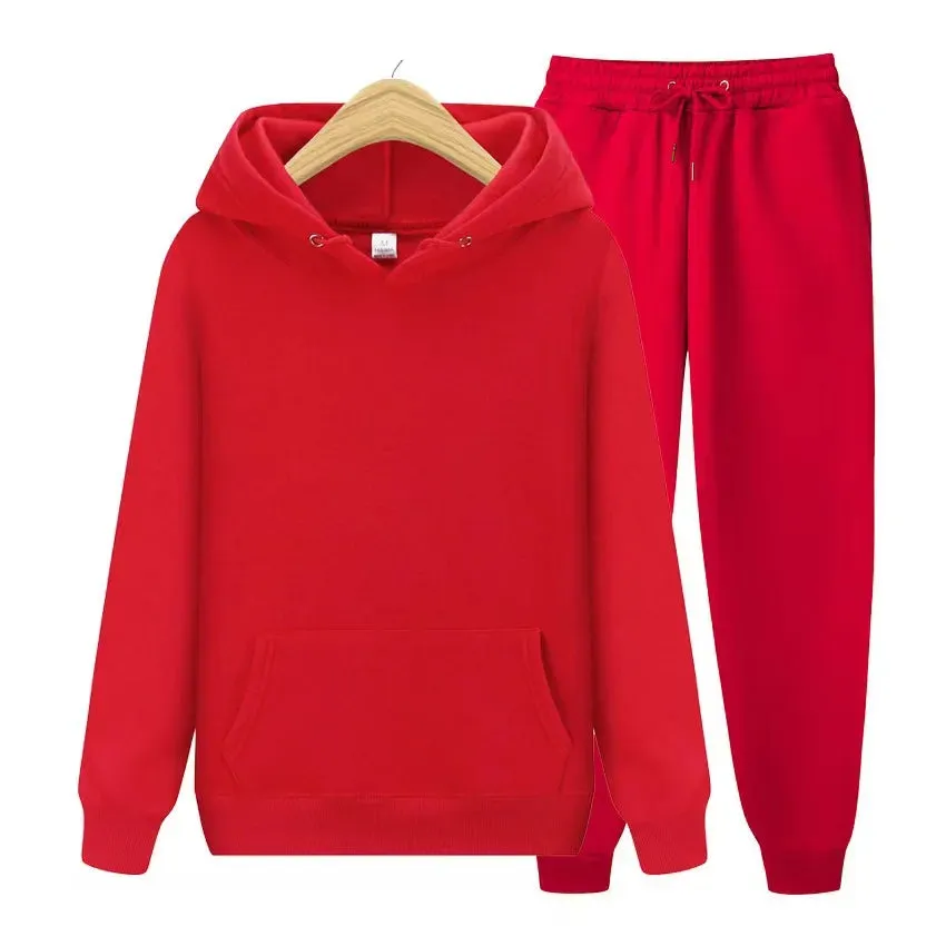 Unisex Tracksuit Two Pieces Sets Oversized Hooded Sweatshirts   Trousers