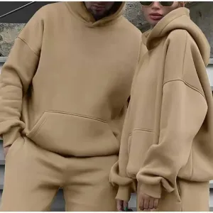 Unisex Tracksuit Two Pieces Sets Oversized Hooded Sweatshirts   Trousers