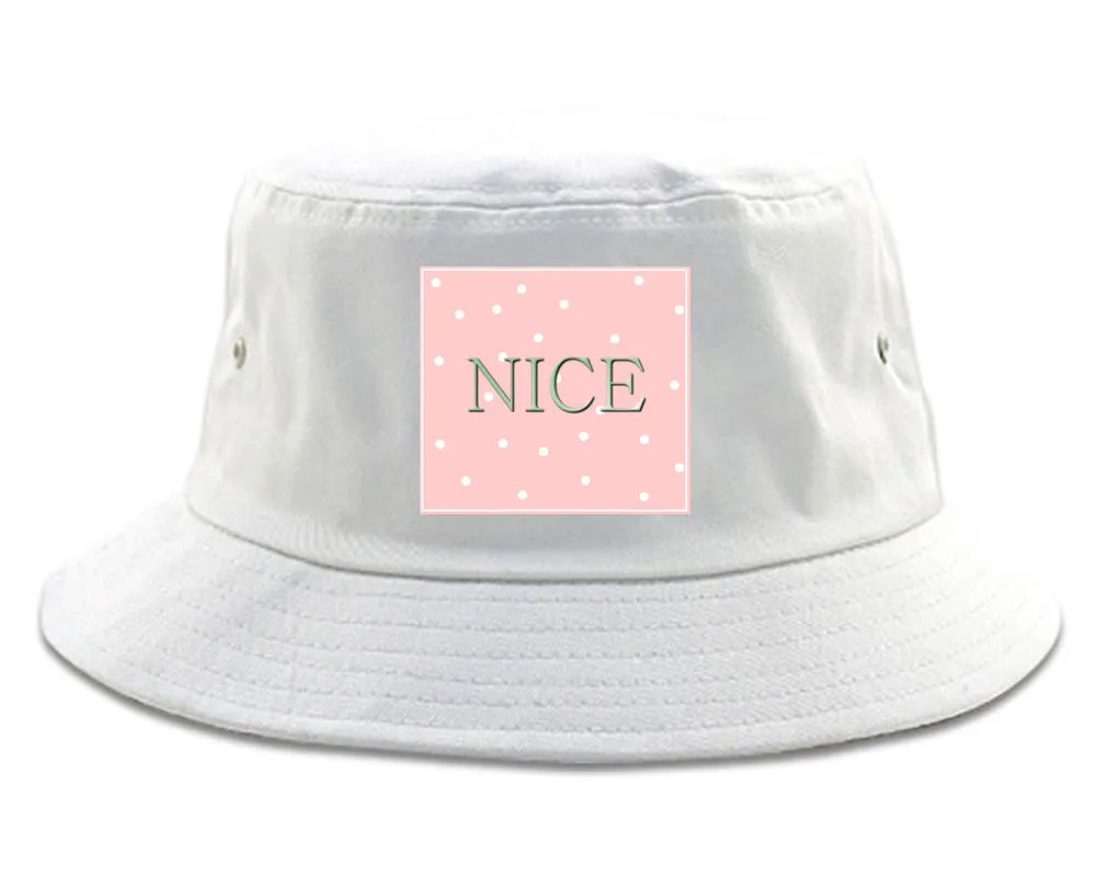 Very Nice Polka Dots Logo Black Bucket Hat White