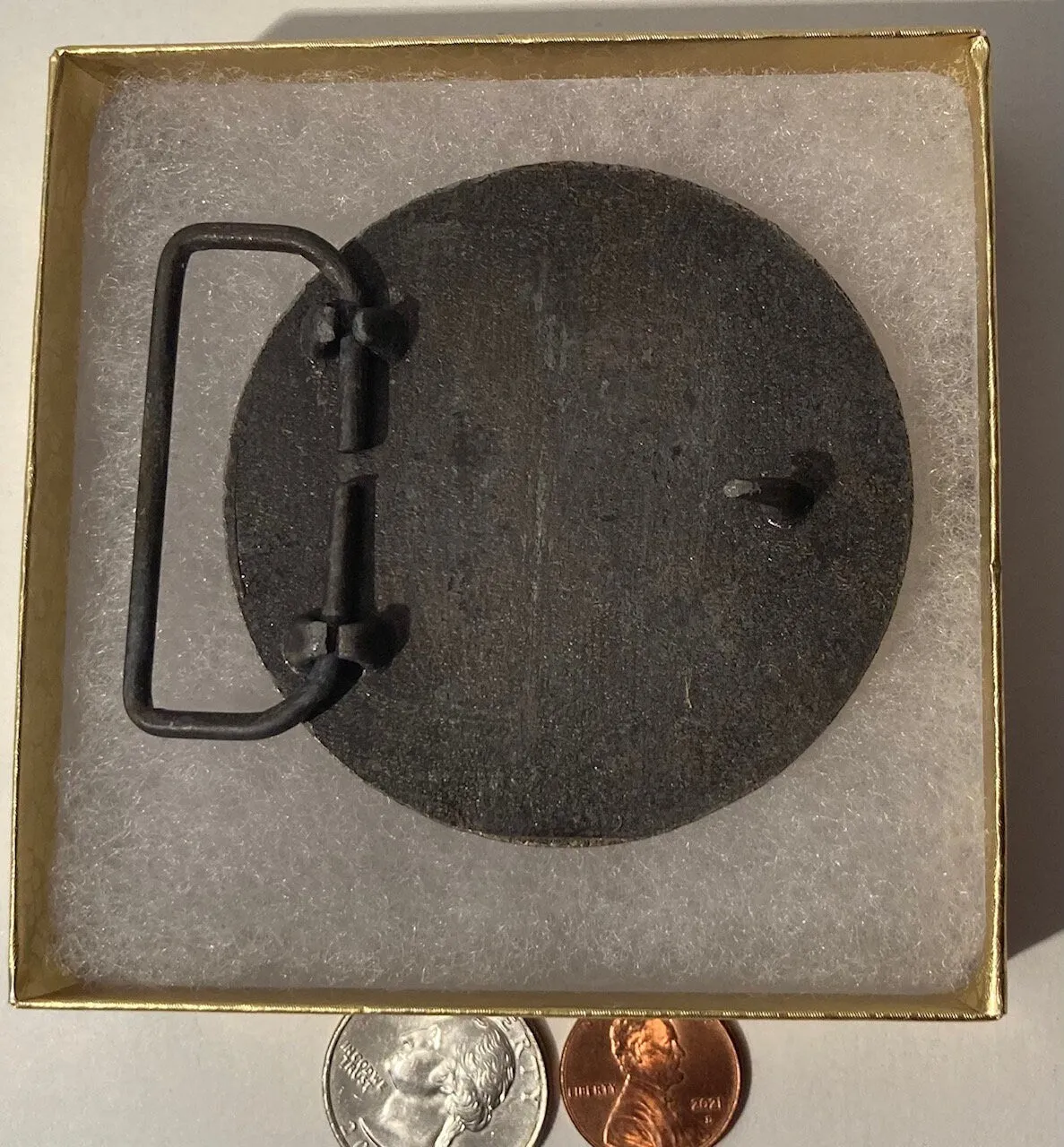 Vintage 1976 Metal Belt Buckle, Chicago Tribune, Olympic Games, Newspaper, 2 1/2", Heavy Duty, Quality, Made in USA, Gothic, For Belts