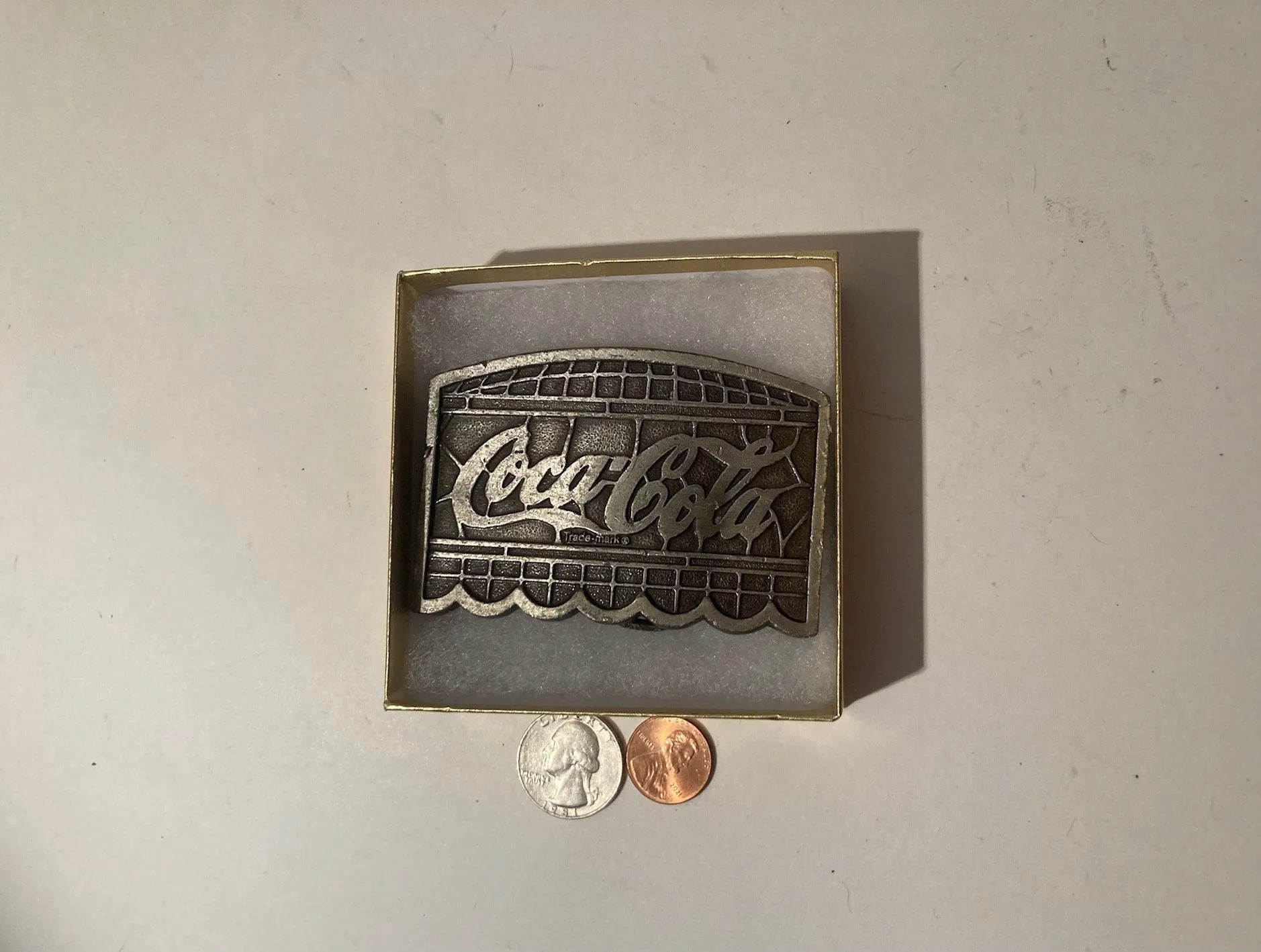 Vintage 1977 Metal Belt Buckle, Coca Cola, Coke, Soda Pop, 3 1/4" x 2 1/4", Heavy Duty, Quality, Thick Metal, Made in USA, For Belts