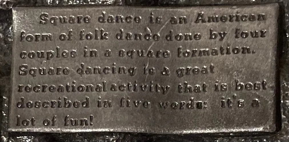Vintage 1985 Metal Belt Buckle, Square Dancing, Banjo, Fiddle, Enamel, Quality, Thick Metal, Made in USA, 3" x 2 1/2", For Belts, Fashion