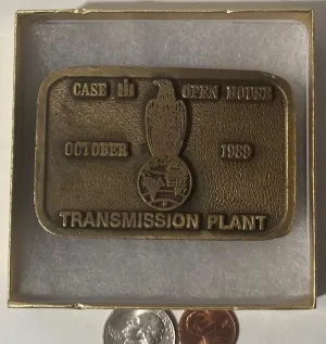 Vintage 1989 Metal Belt Buckle, Case, Tractor, International Harvester, Transmission Plant Open House, 3" x 2 1/4", Country and Western