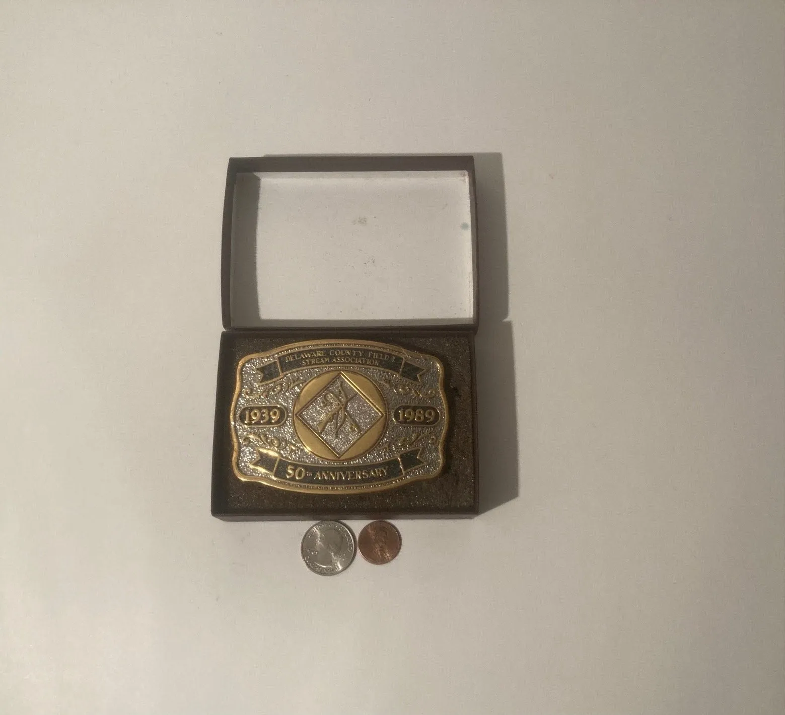 Vintage 1989 Metal Belt Buckle, Delaware County Field and Stream Association, 50th Anniversary, Country & Western, Western Wear, Quality