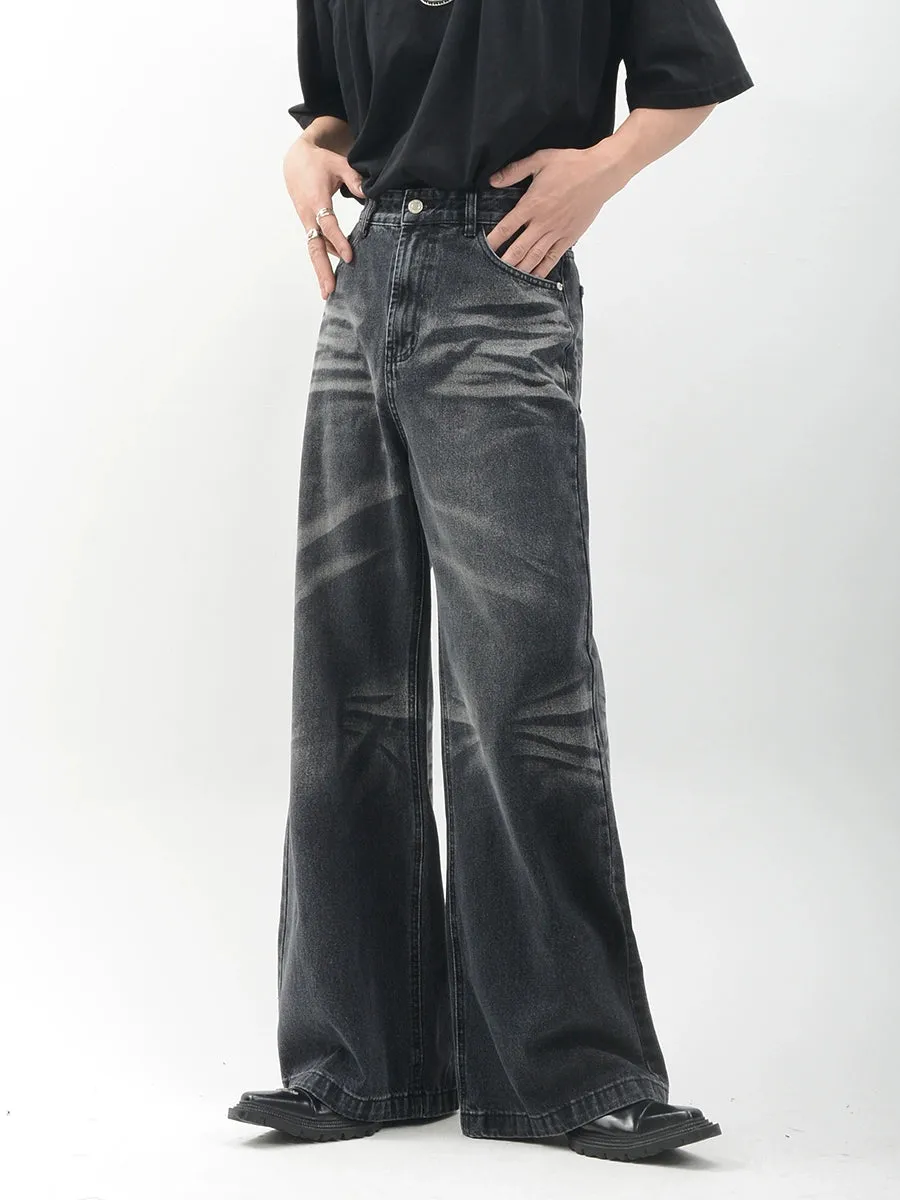 Vintage Acid Crease-Effect Straight-Leg Denim Jeans