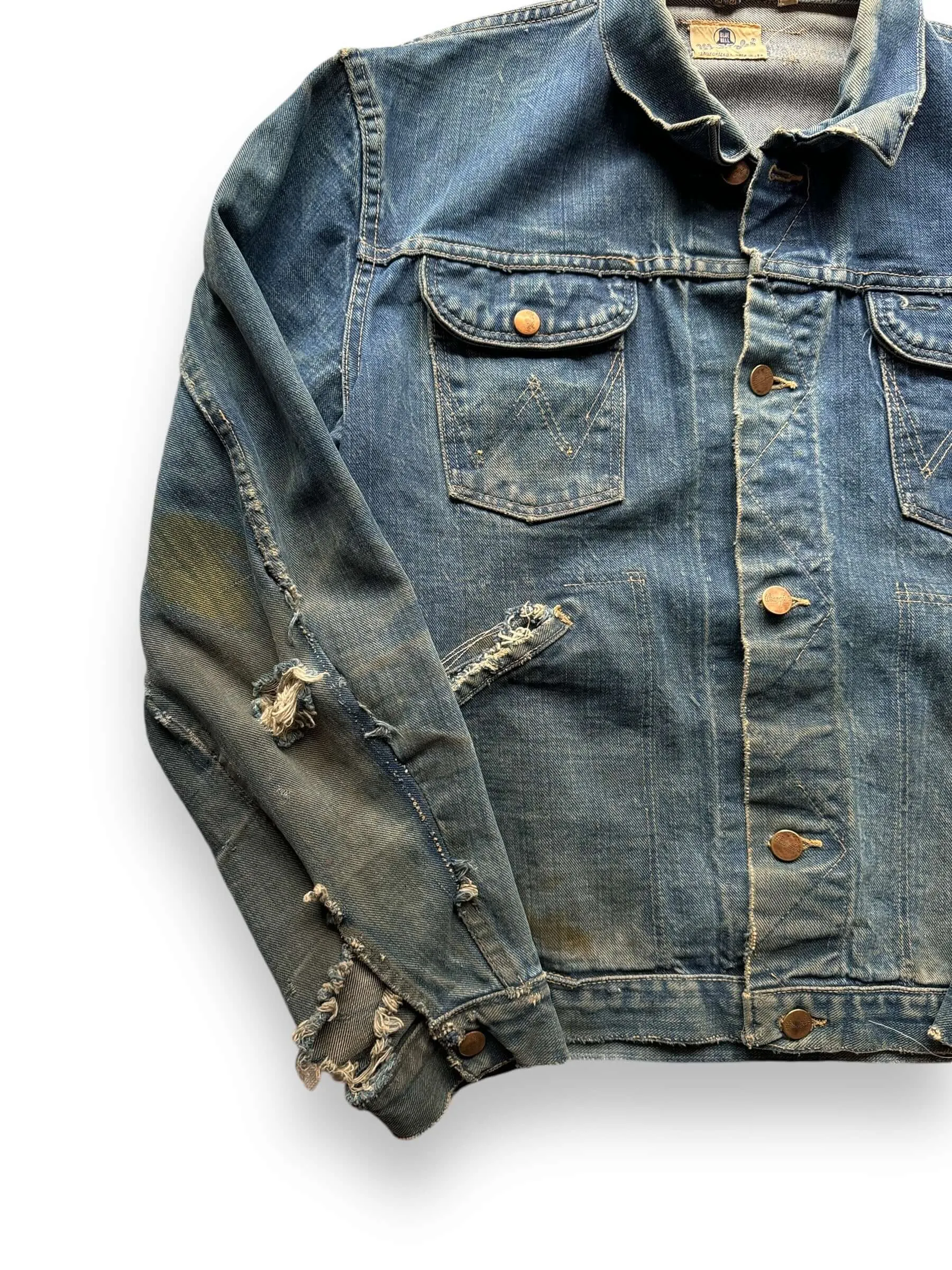 Vintage Distressed Wrangler Blue Bell 124MJ Denim Jacket SZ 42