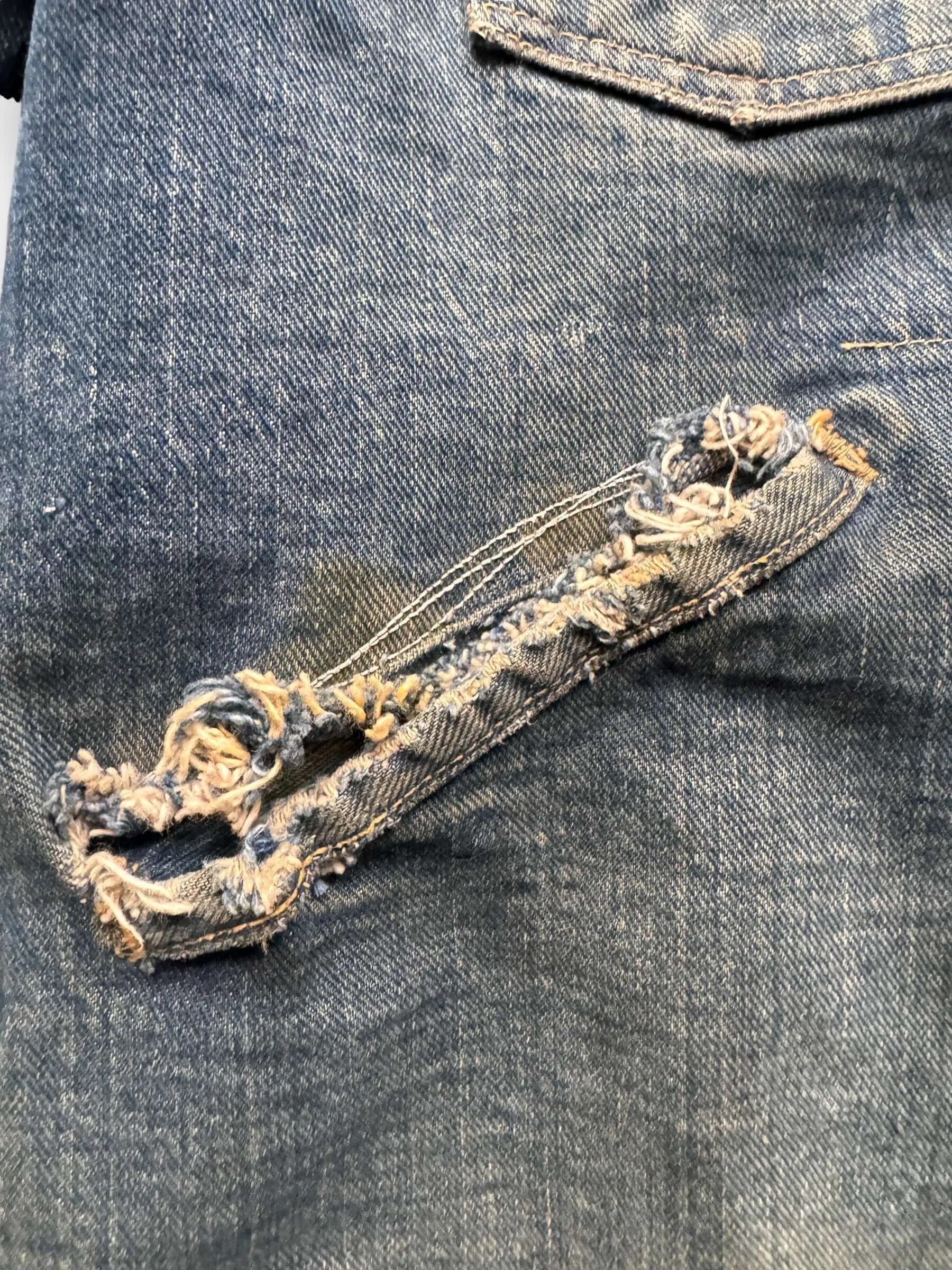 Vintage Distressed Wrangler Blue Bell 124MJ Denim Jacket SZ 42