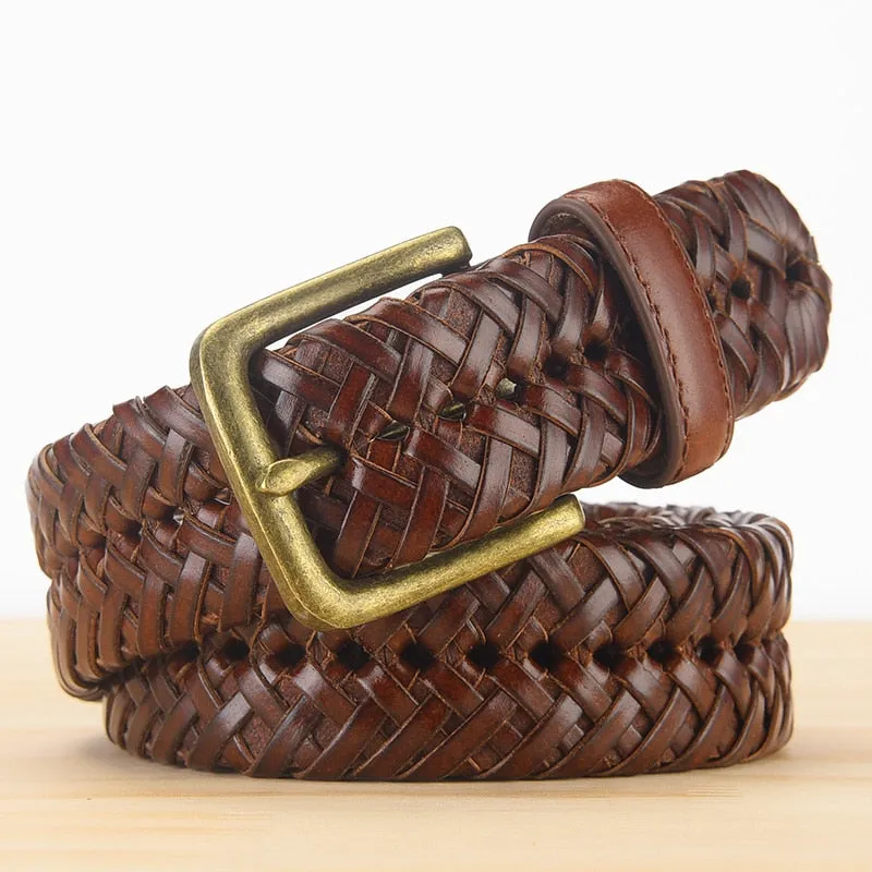 Vintage Knit Leather Belt-Stylish & Hole-Free