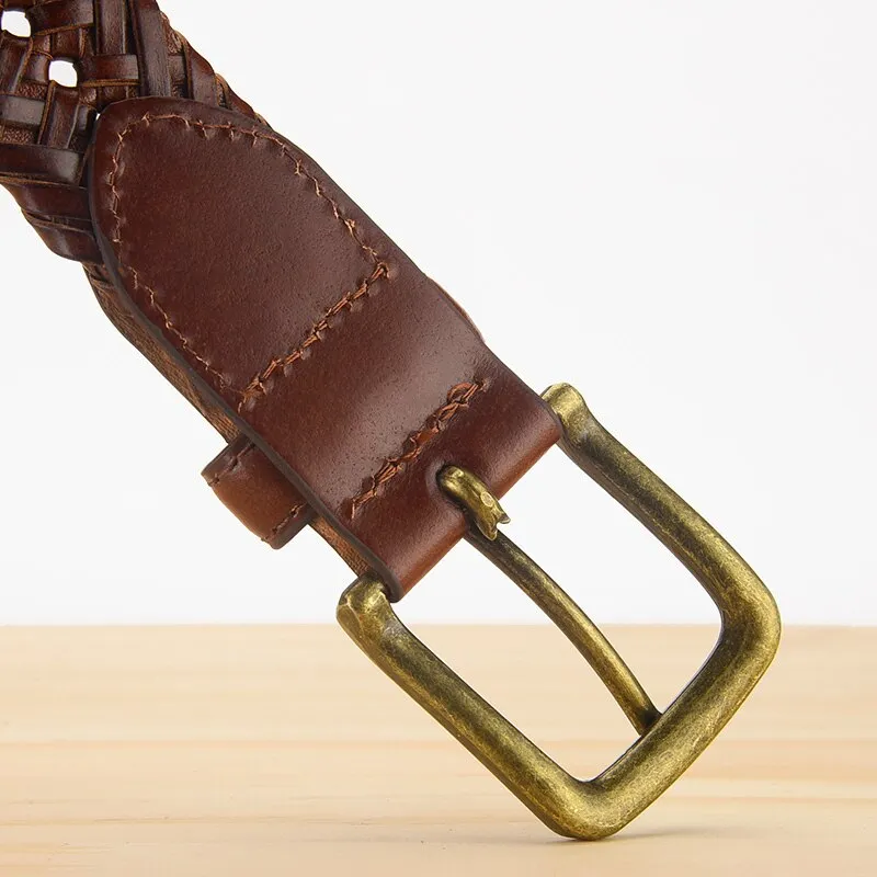 Vintage Knit Leather Belt-Stylish & Hole-Free