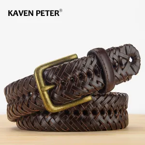 Vintage Knit Leather Belt-Stylish & Hole-Free