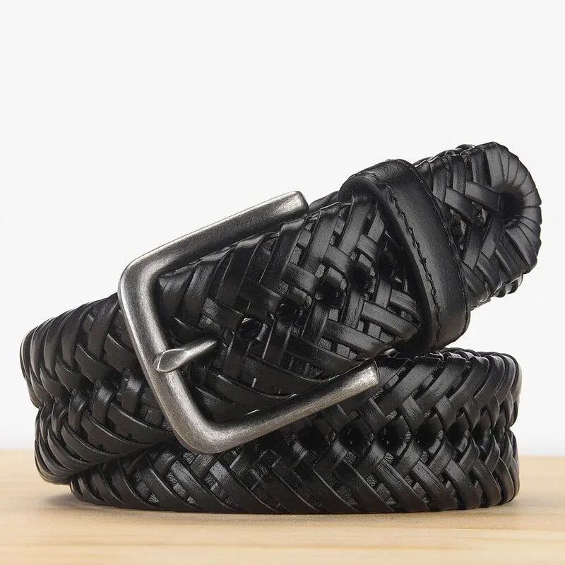 Vintage Knit Leather Belt-Stylish & Hole-Free