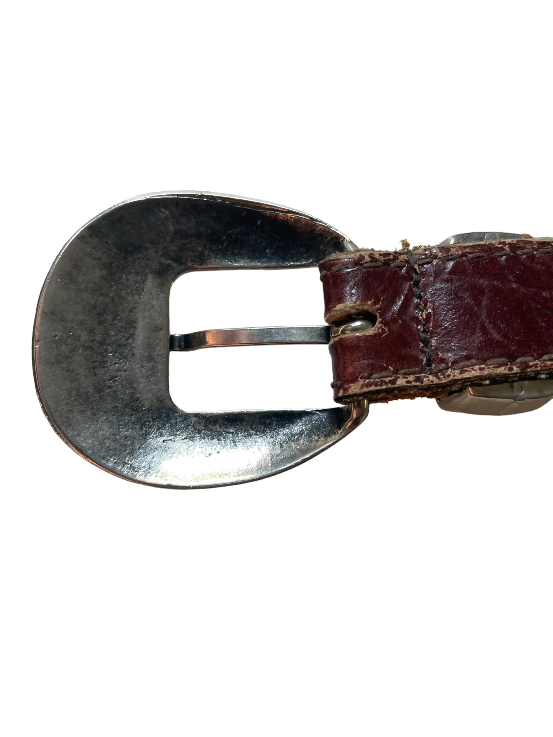 Vintage Leather Belt with Silver Buckle | Barn Owl Vintage | Seattle Vintage Belts and Buckles