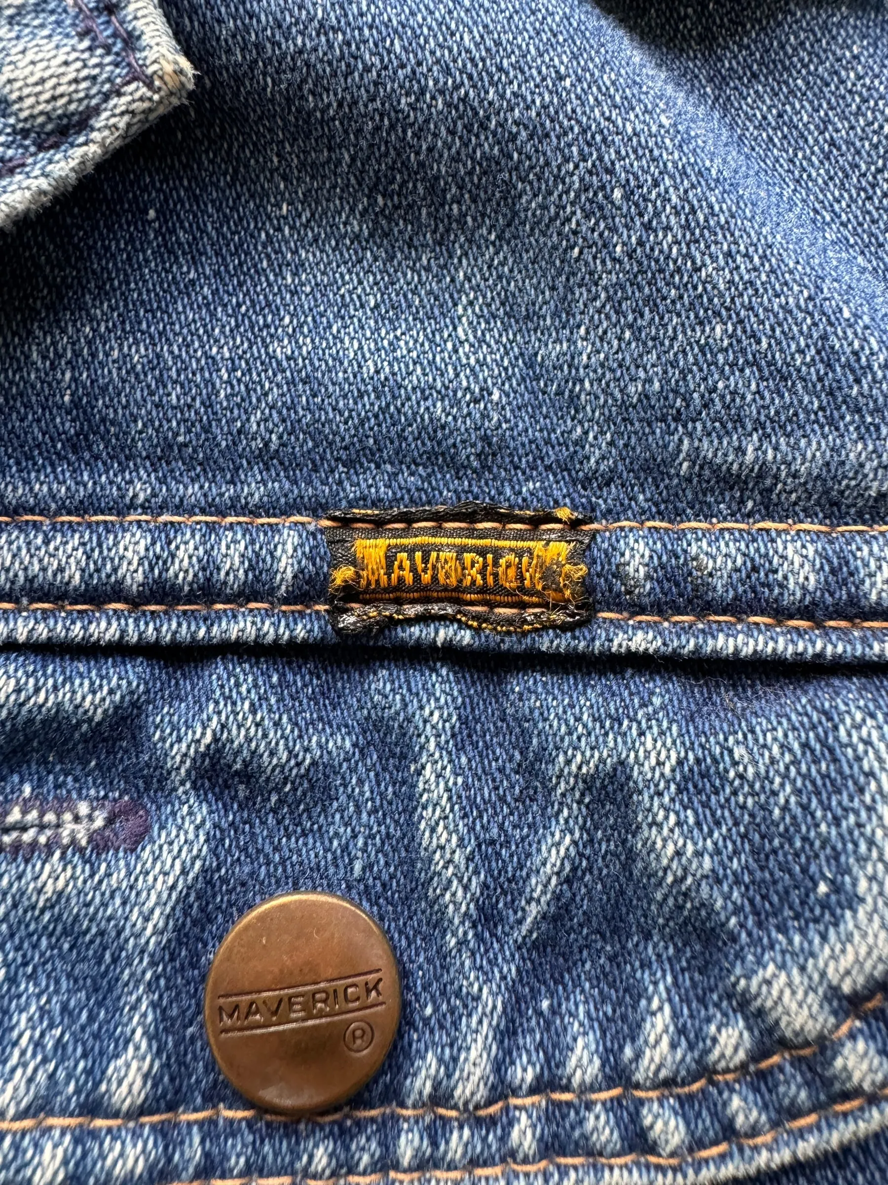 Vintage Maverick MJZ Denim Jacket w/ Busted Zipper SZ 44