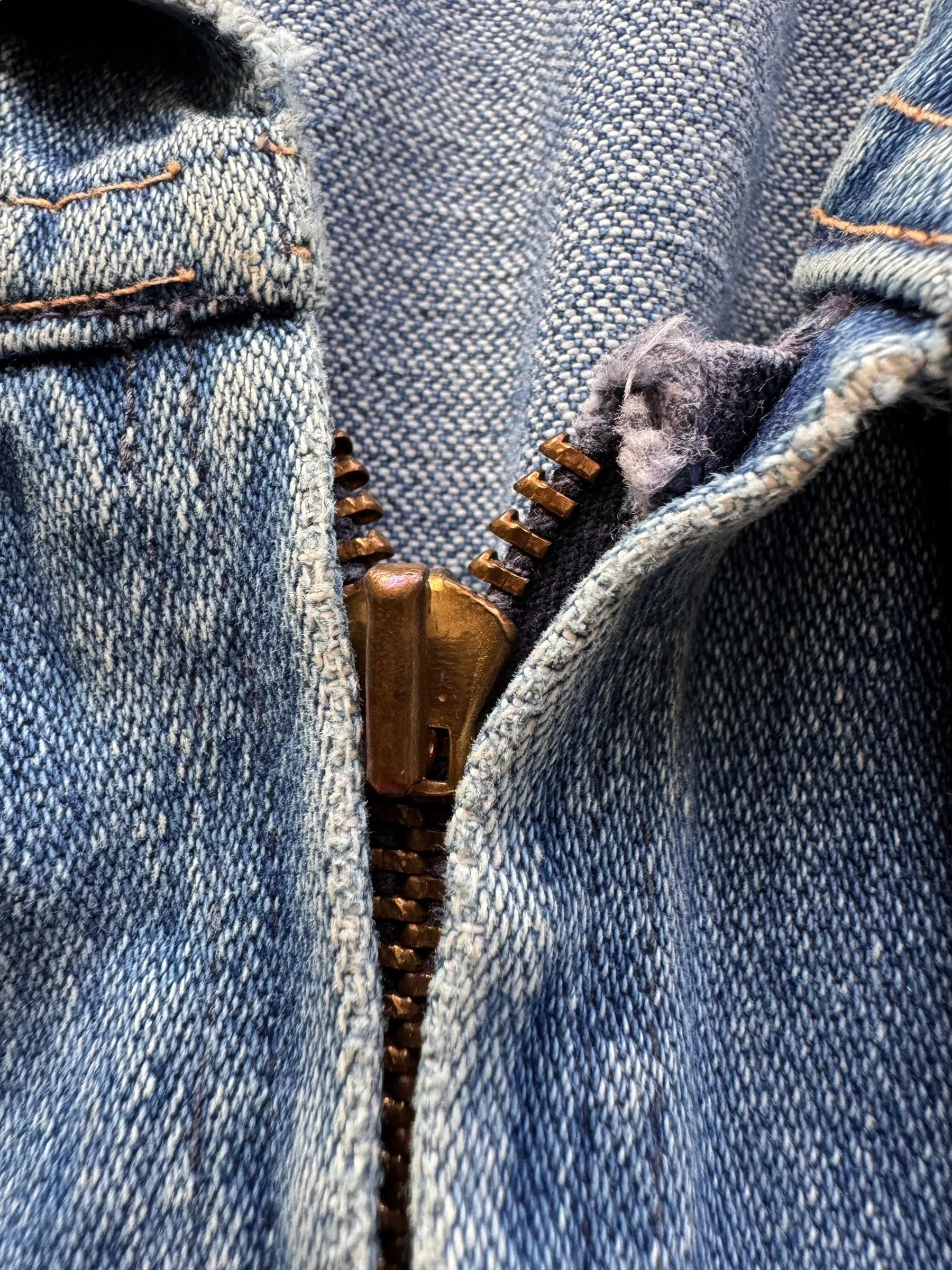 Vintage Maverick MJZ Denim Jacket w/ Busted Zipper SZ 44