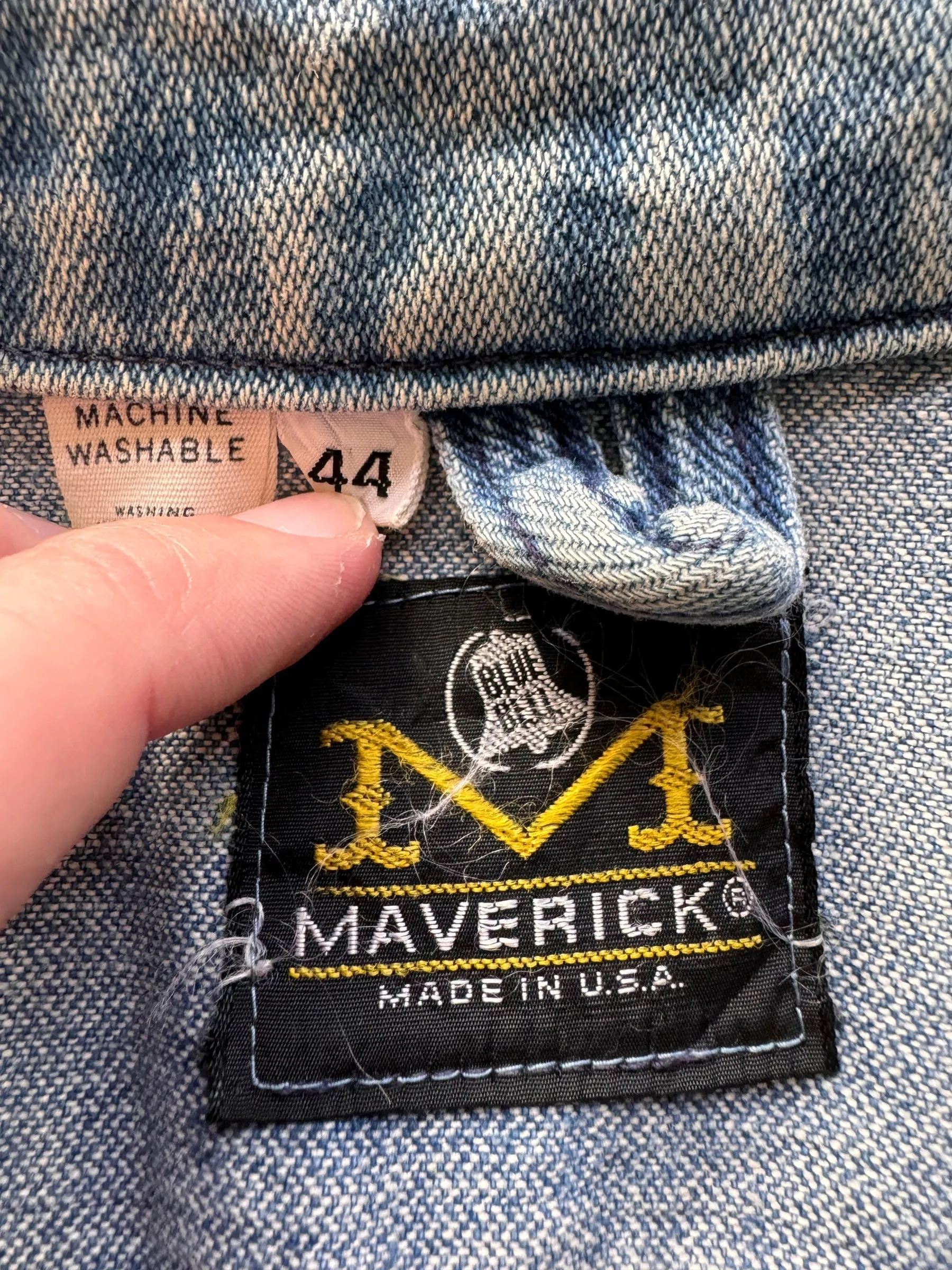 Vintage Maverick MJZ Denim Jacket w/ Busted Zipper SZ 44