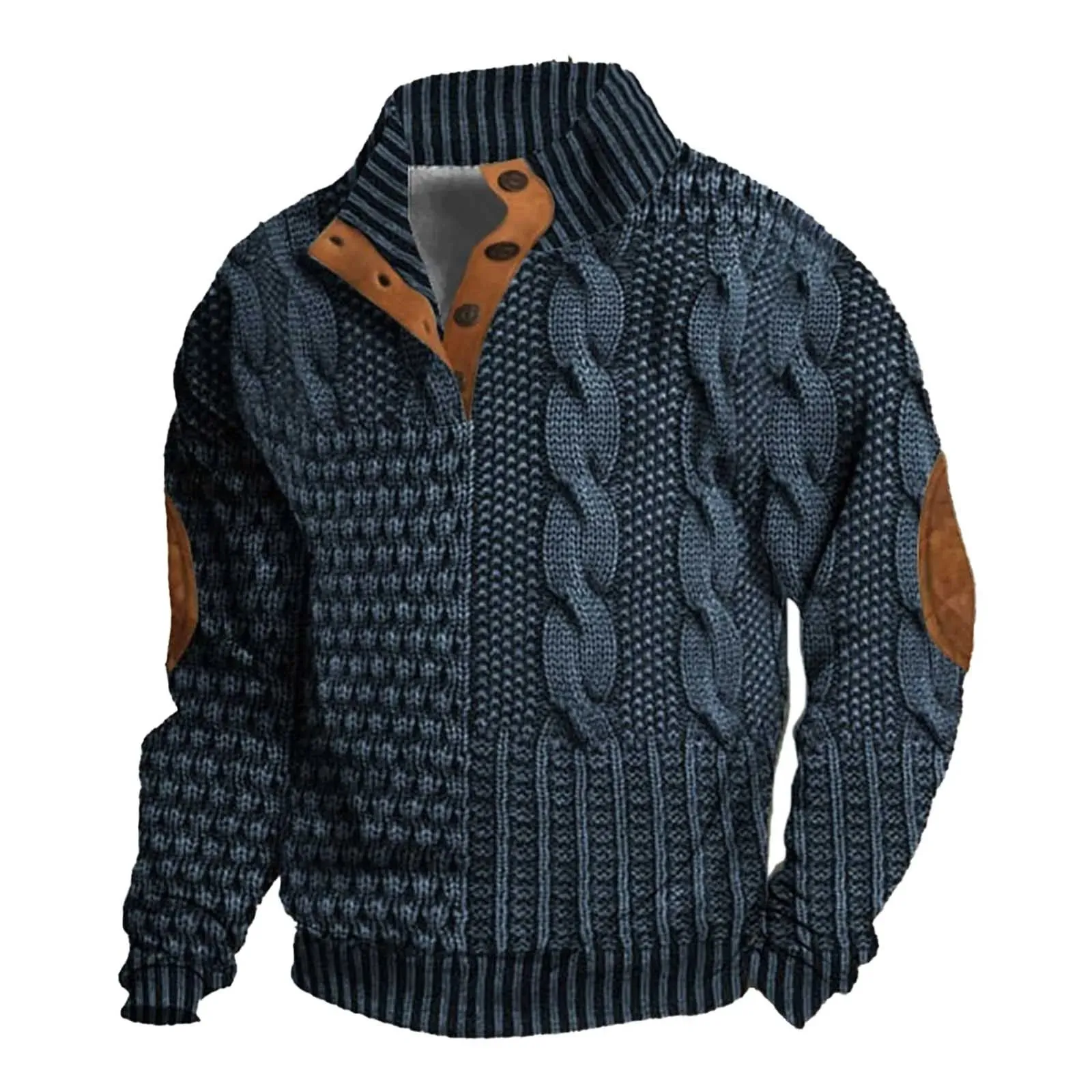 Vintage Men Ethnic Style Pullover Sweatshirts Casual Loose 3d Digital Buckle Button Stand Collar Long Sleeve Hoodie Streetwear