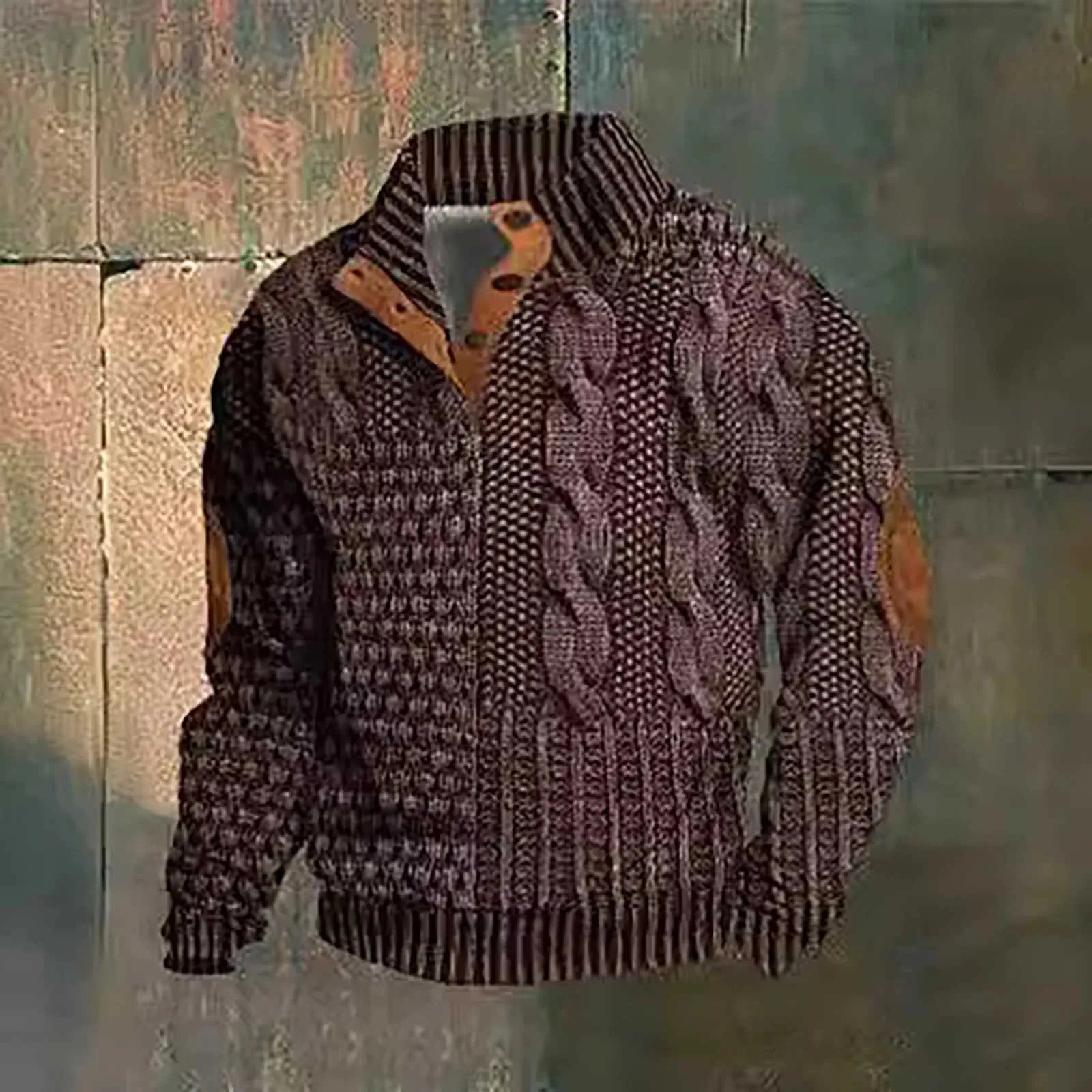 Vintage Men Ethnic Style Pullover Sweatshirts Casual Loose 3d Digital Buckle Button Stand Collar Long Sleeve Hoodie Streetwear