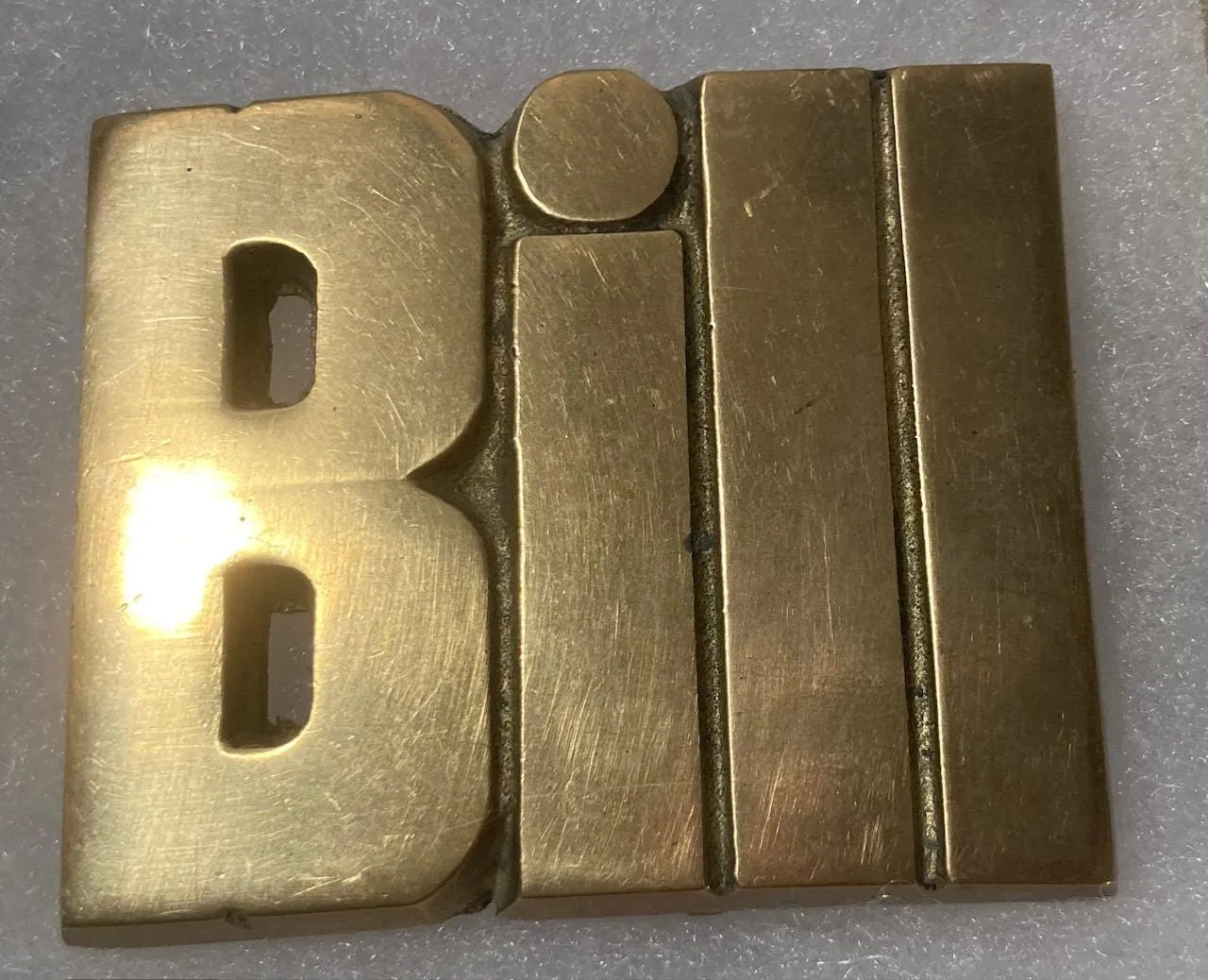 Vintage Metal Belt Buckle, Brass, Bill, Billy, William, Nice Design, 2 1/2" x 2", Heavy Duty, Quality, Thick Metal, For Belts, Fashion