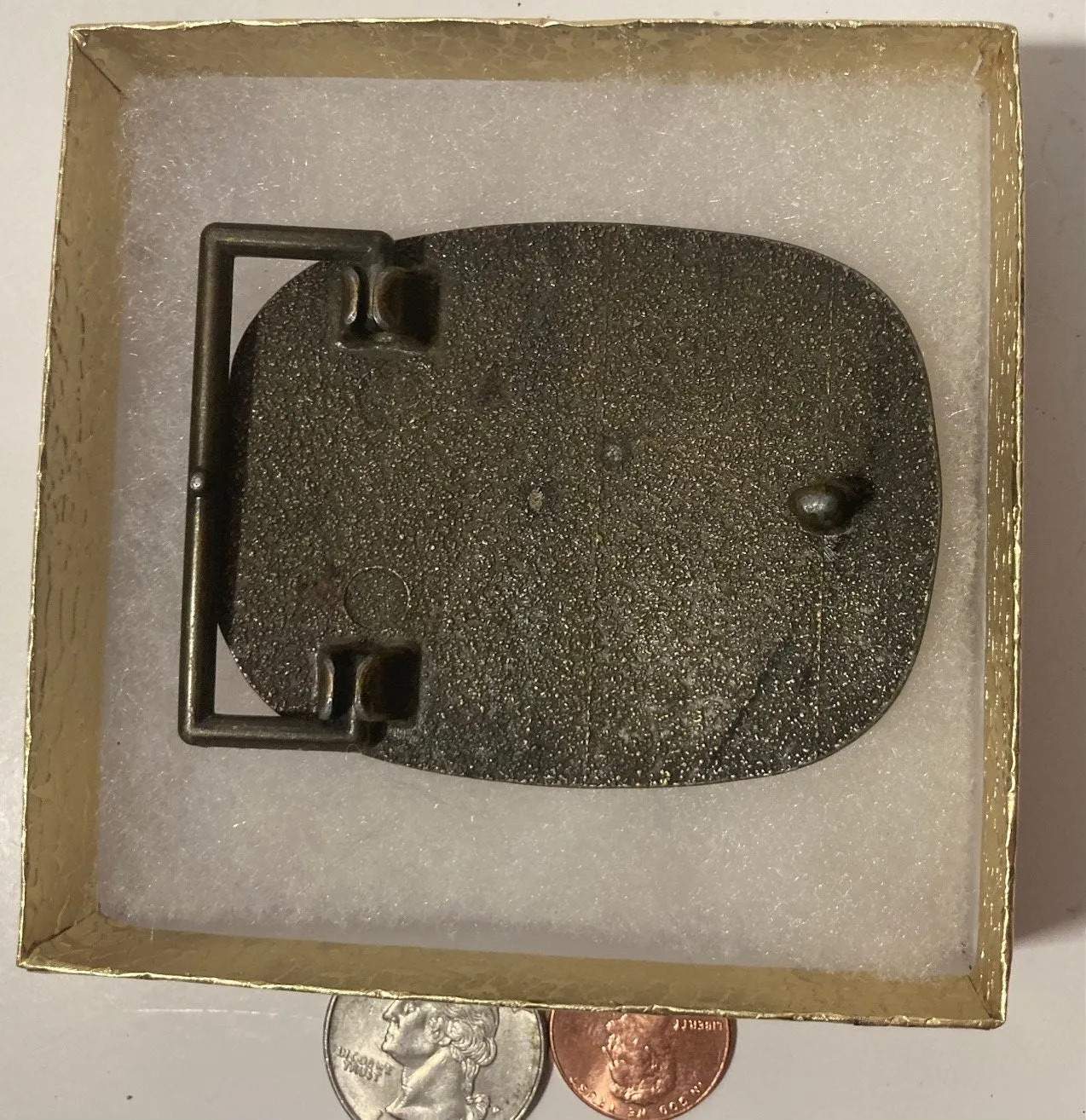 Vintage Metal Belt Buckle, Brass, Leather, Michigan State University, Nice Design, 2 3/4" x 2 1/4", Heavy Duty, Quality