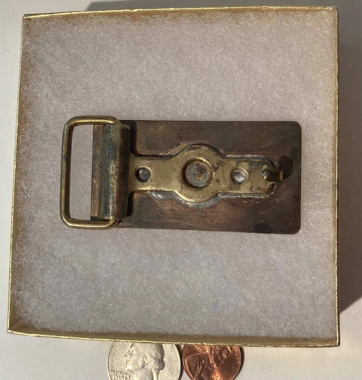 Vintage Metal Belt Buckle, Brass, RDR, Nice Design, 2 1/4" x 1 1/4", Heavy Duty, Quality, Thick Metal, Made in USA, For Belts, Fashion