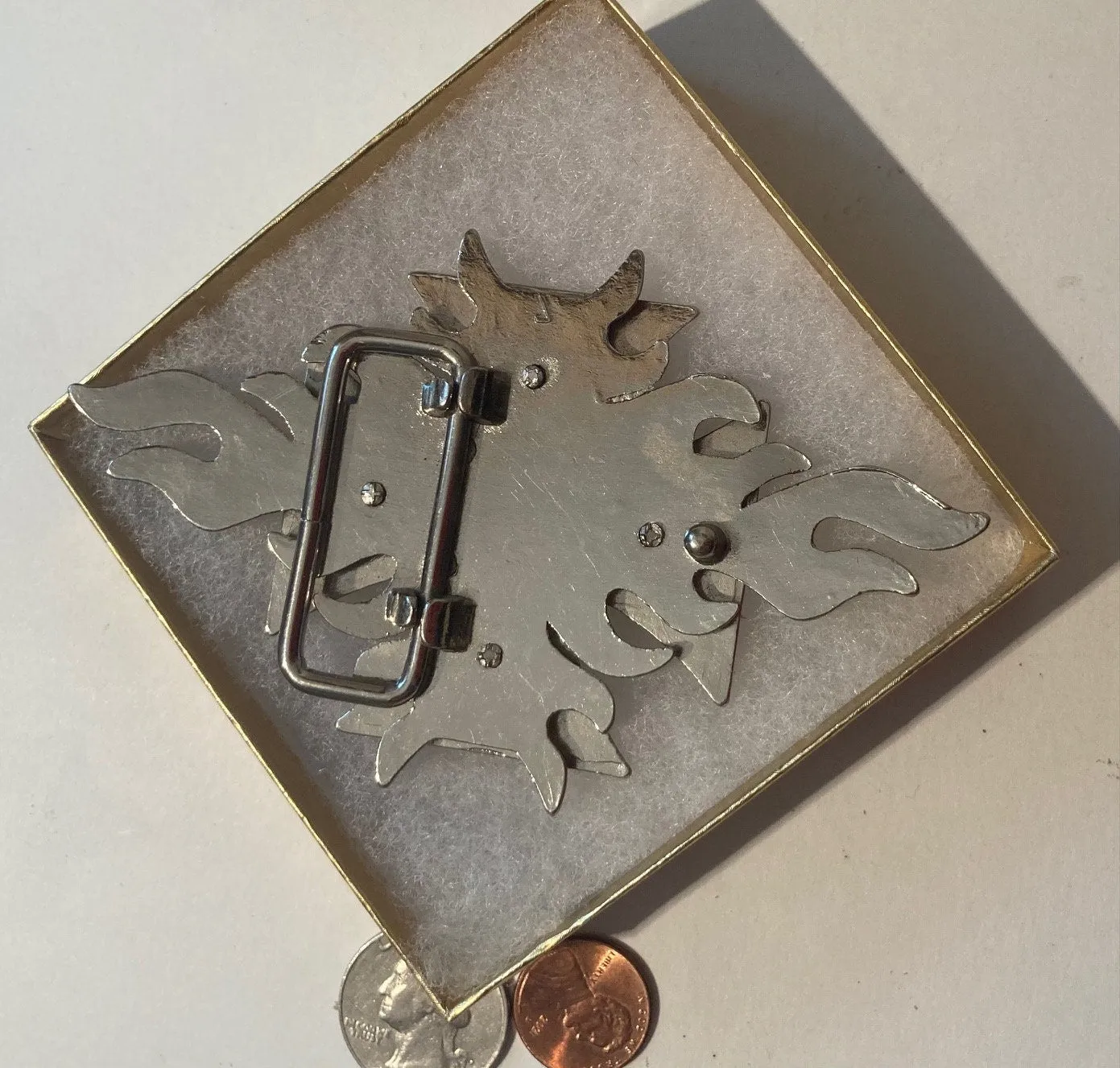 Vintage Metal Belt Buckle, Cross with Flames, 3D Look, Nice Design, 4 1/2" x 2 1/2", Heavy Duty, Quality, Thick Metal, Made in USA
