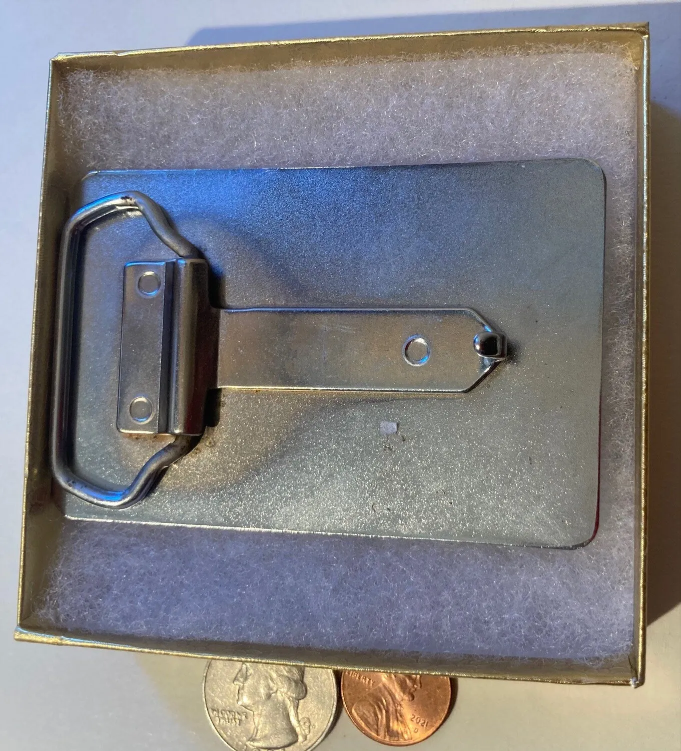 Vintage Metal Belt Buckle, John Deere, Tractor, Steel Wheels, 3 1/4" x 2 1/4", Heavy Duty, Quality, Made in USA, Thick Metal, For Belts