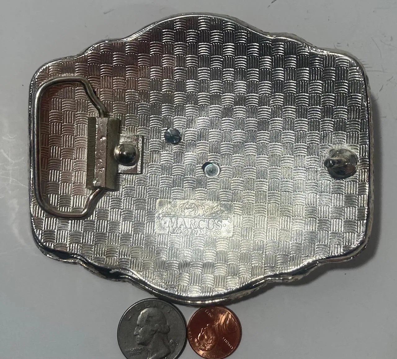 Vintage Metal Belt Buckle, Silver and Brass, Big Size, Bull Riding, Rodeo, Nice Design, 4 3/4" x 4", Heavy Duty, Quality, Thick Metal