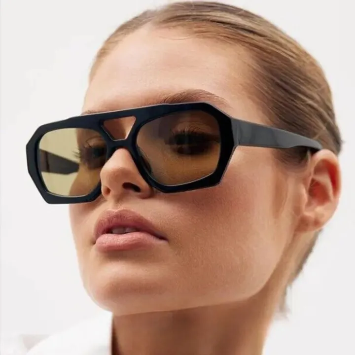 Vintage Octagon Oversized Sunglasses