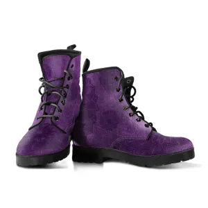 Vintage Purple Mandala Women's Vegan Leather Combat Boots