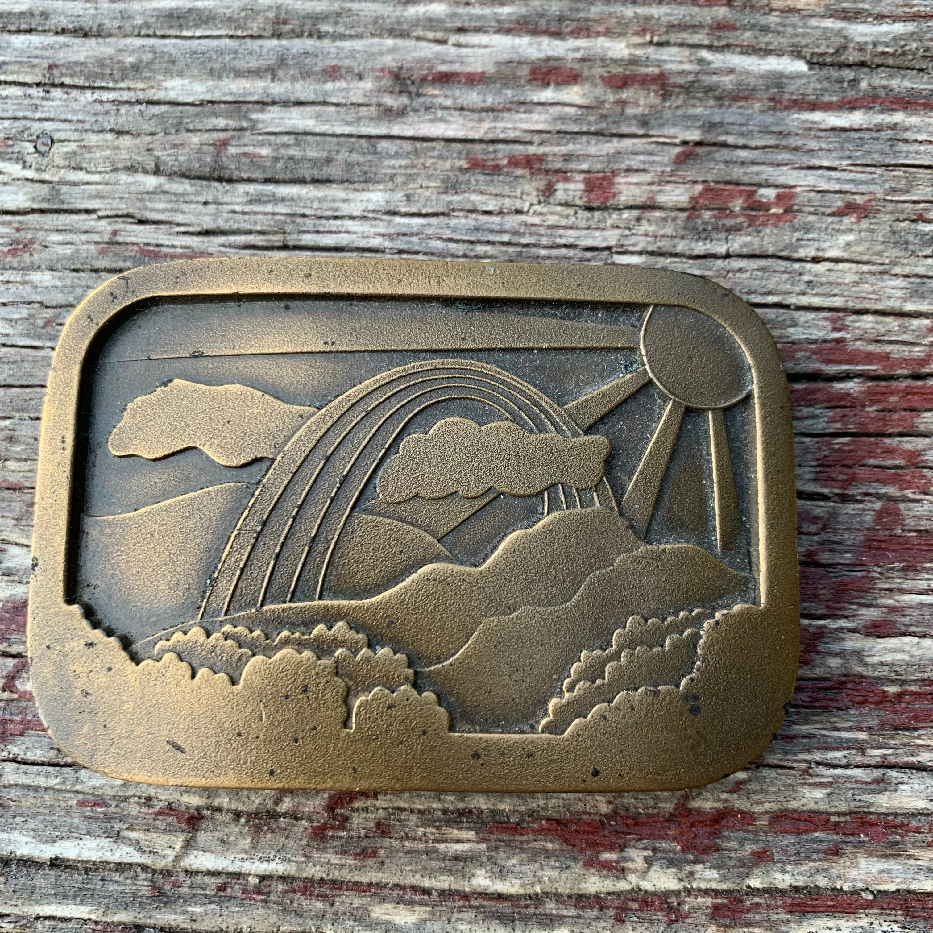 Vintage Rainbow Brass Belt Buckle