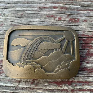 Vintage Rainbow Brass Belt Buckle