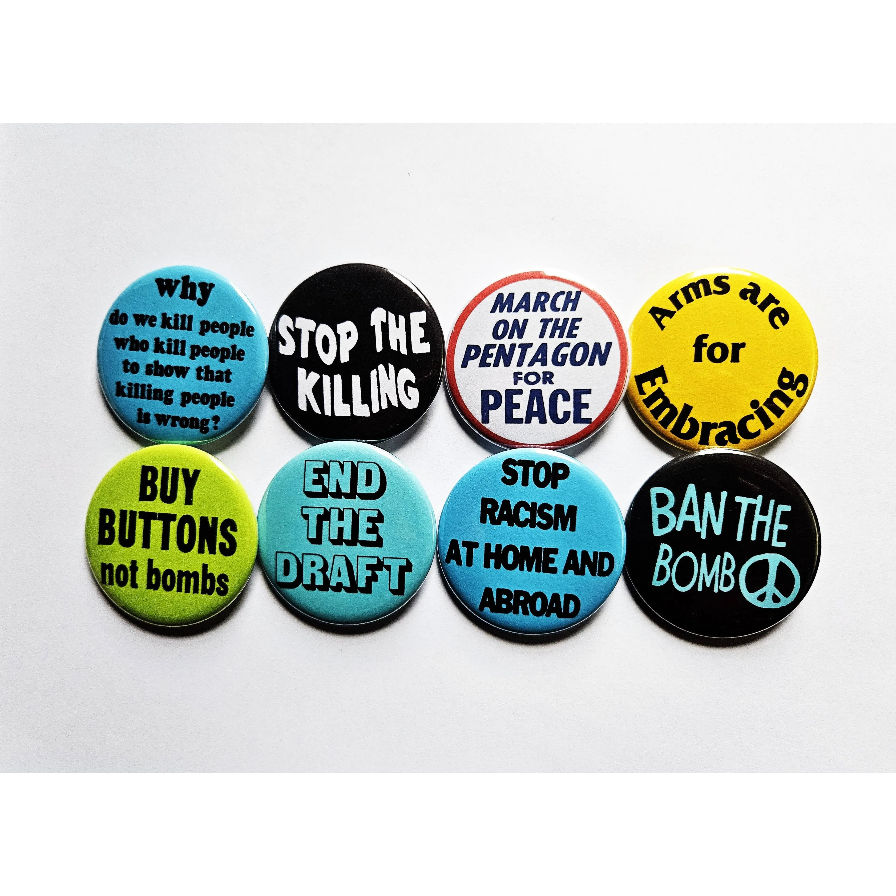 Vintage Reproduction Arms are for Embracing Political Small Pinback Button | 1.25" Diameter '60 '70s '80s Retro Pin