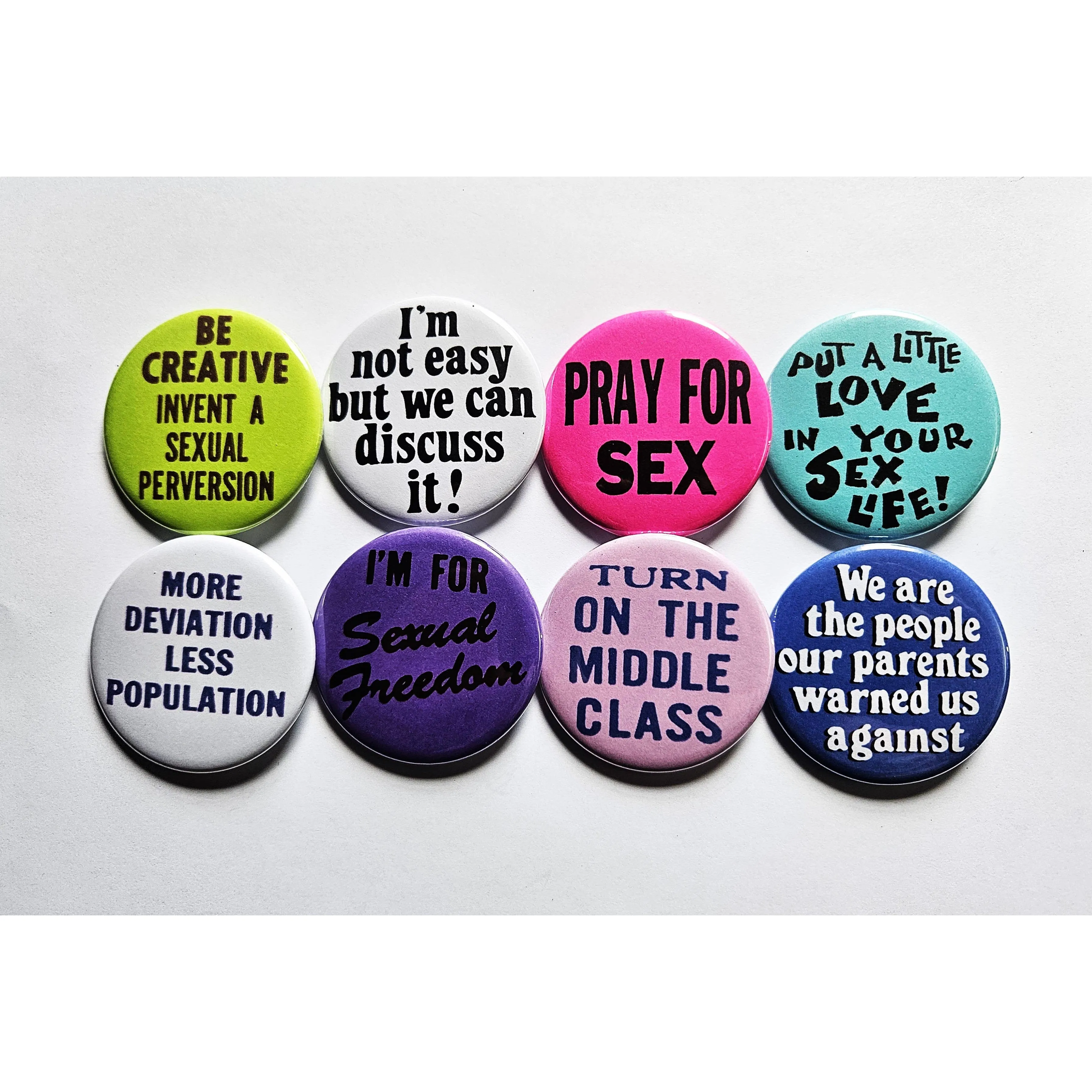 Vintage Reproduction Be Creative Invent A Sexual Perversion Small Pinback Button | 1.25" Diameter '60 '70s '80s Retro Pin