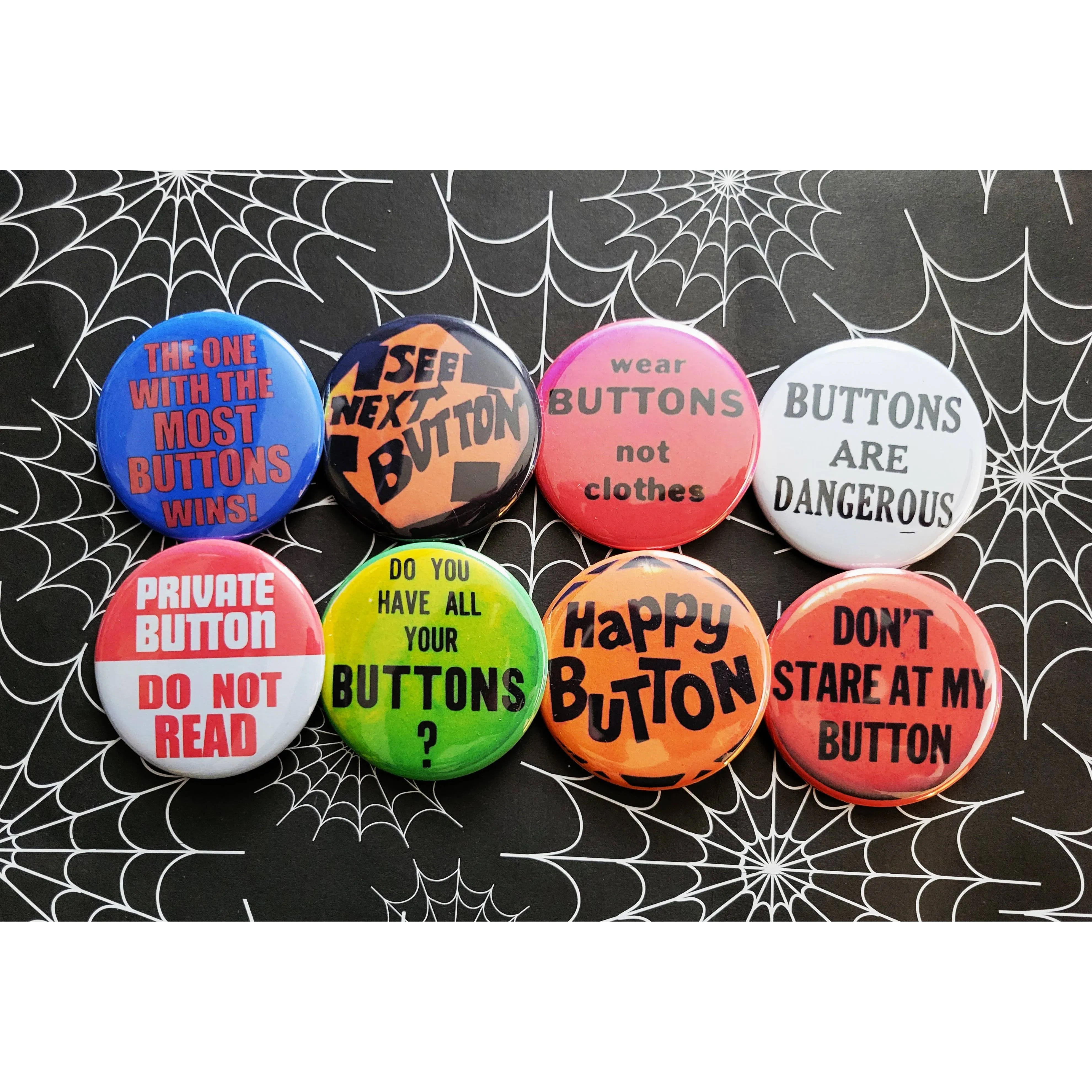 Vintage Reproduction The One With the Most Buttons Wins Small Pinback Button | 1.25" Diameter