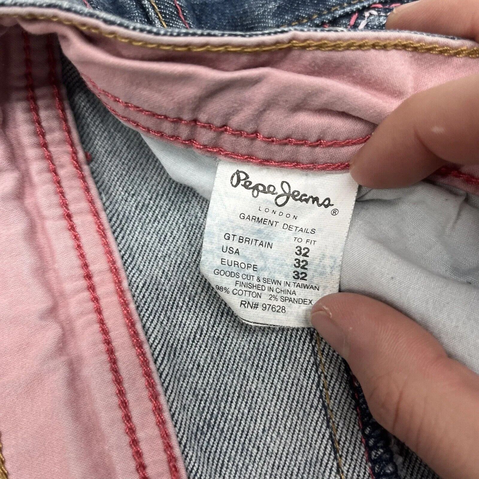 Vintage Y2K Pepe Jeans Medium Wash Denim Rhinestones Embroidered Women's 32