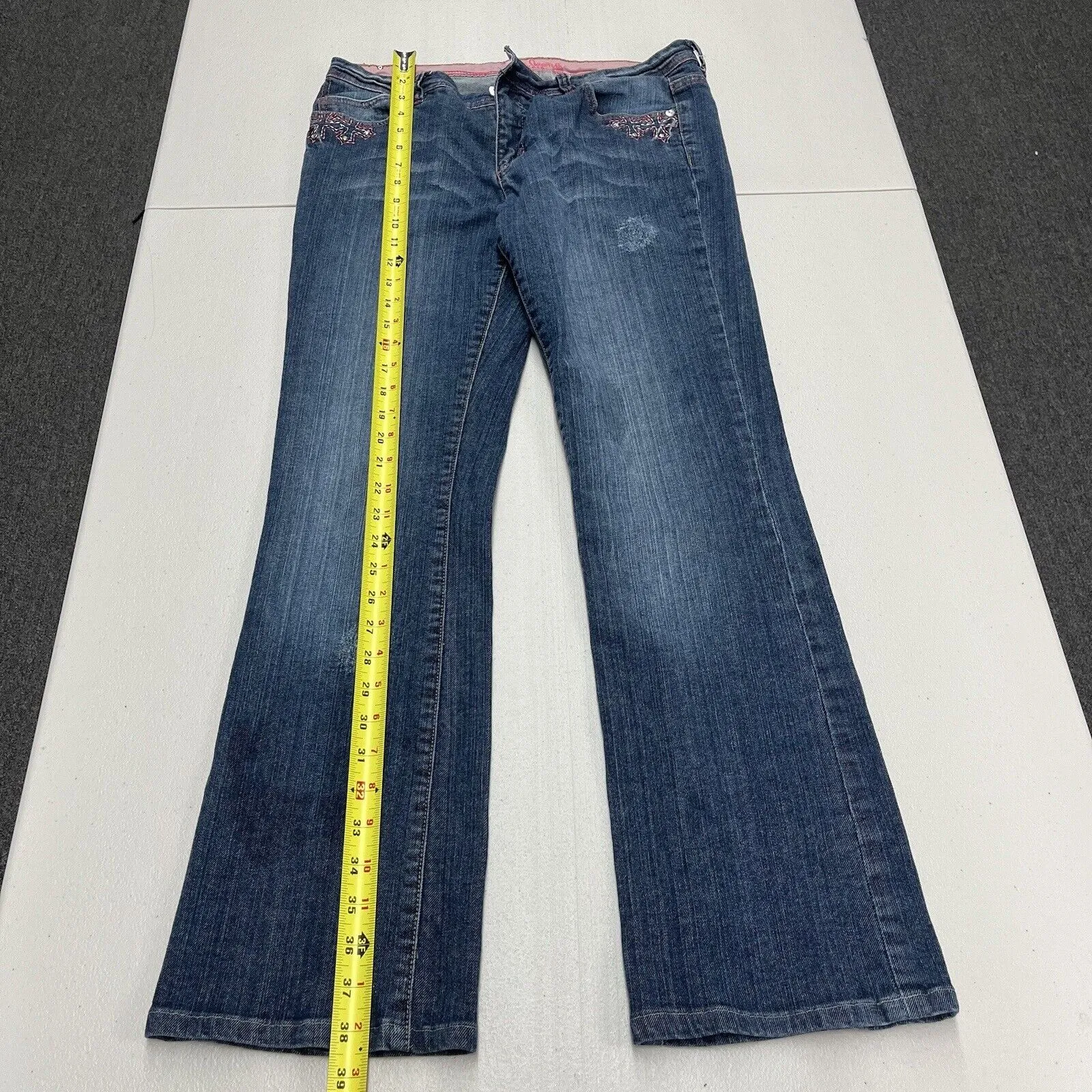 Vintage Y2K Pepe Jeans Medium Wash Denim Rhinestones Embroidered Women's 32