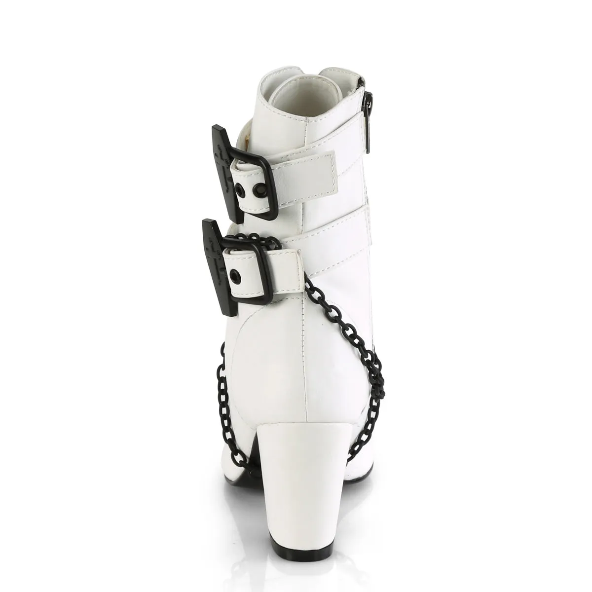 VIVIKA-128 DemoniaCult White Vegan Leather Sexy Women's Ankle Boots (Alternative Footwear)
