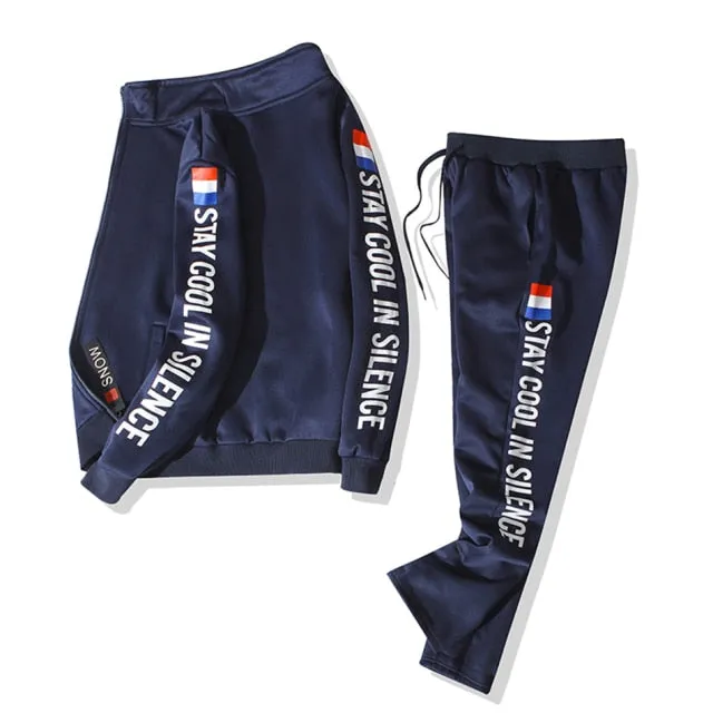 Voguable Men Running Sets Autumn Sportswear 140KG Sport Suit Sweatshirt Sweatpants Mens Clothing 2 Pieces Sets  Jogging Tracksuit