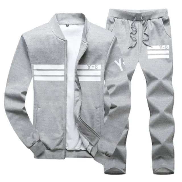 Voguable Men Running Sets Autumn Sportswear 140KG Sport Suit Sweatshirt Sweatpants Mens Clothing 2 Pieces Sets  Jogging Tracksuit