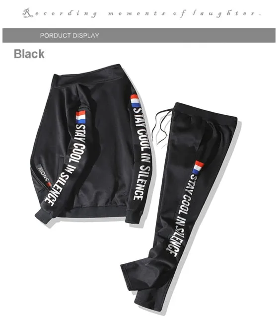 Voguable Men Running Sets Autumn Sportswear 140KG Sport Suit Sweatshirt Sweatpants Mens Clothing 2 Pieces Sets  Jogging Tracksuit
