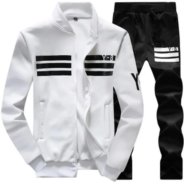 Voguable Men Running Sets Autumn Sportswear 140KG Sport Suit Sweatshirt Sweatpants Mens Clothing 2 Pieces Sets  Jogging Tracksuit