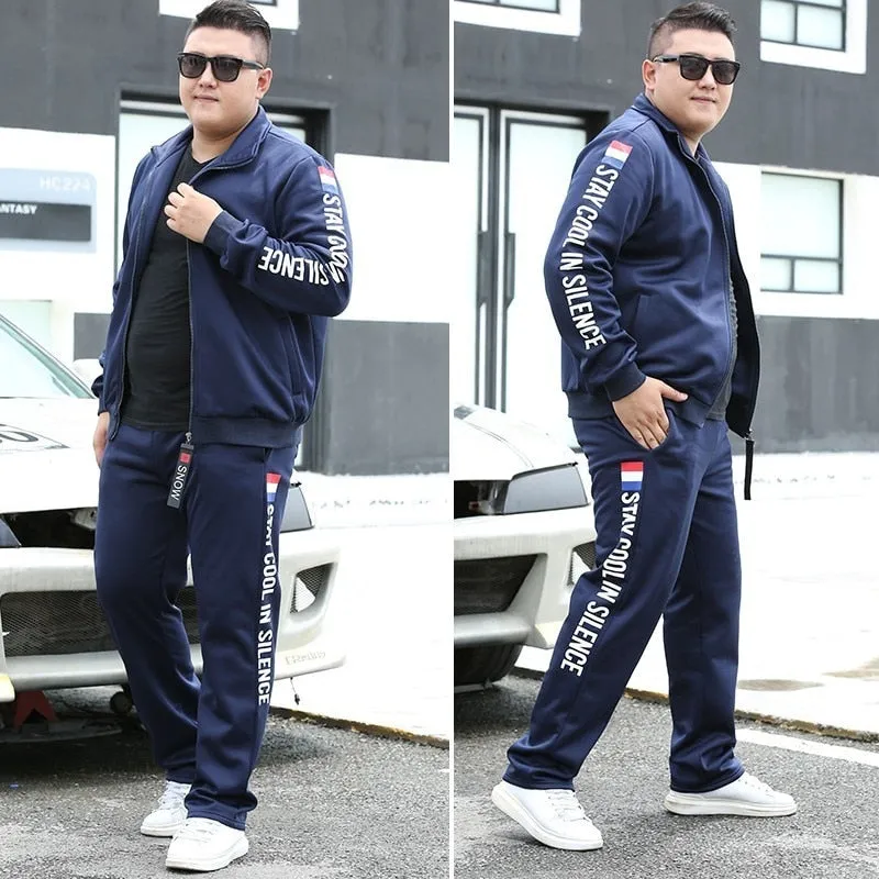 Voguable Men Running Sets Autumn Sportswear 140KG Sport Suit Sweatshirt Sweatpants Mens Clothing 2 Pieces Sets  Jogging Tracksuit