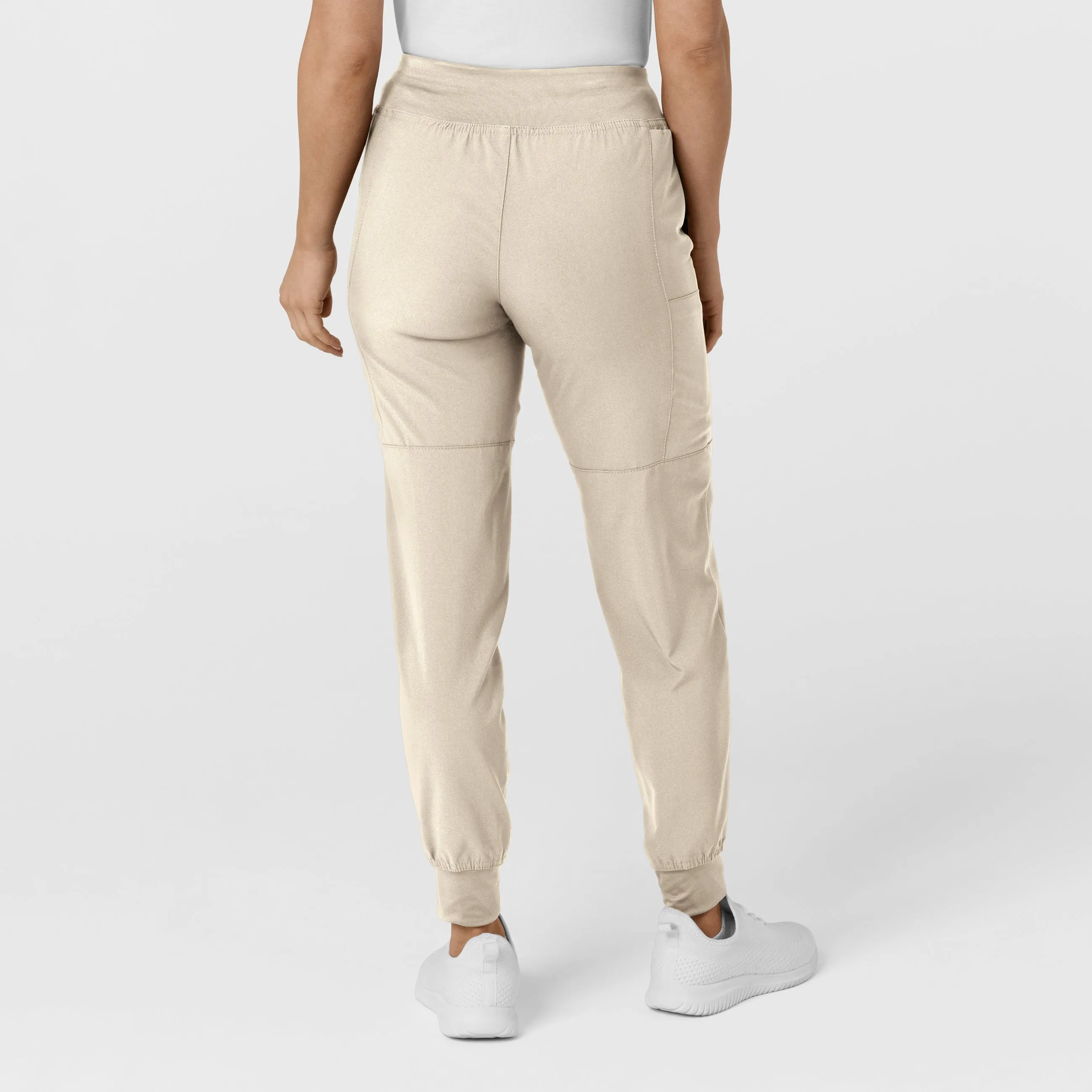 W123 Women's Comfort Waist Cargo Jogger Scrub Pant - Khaki