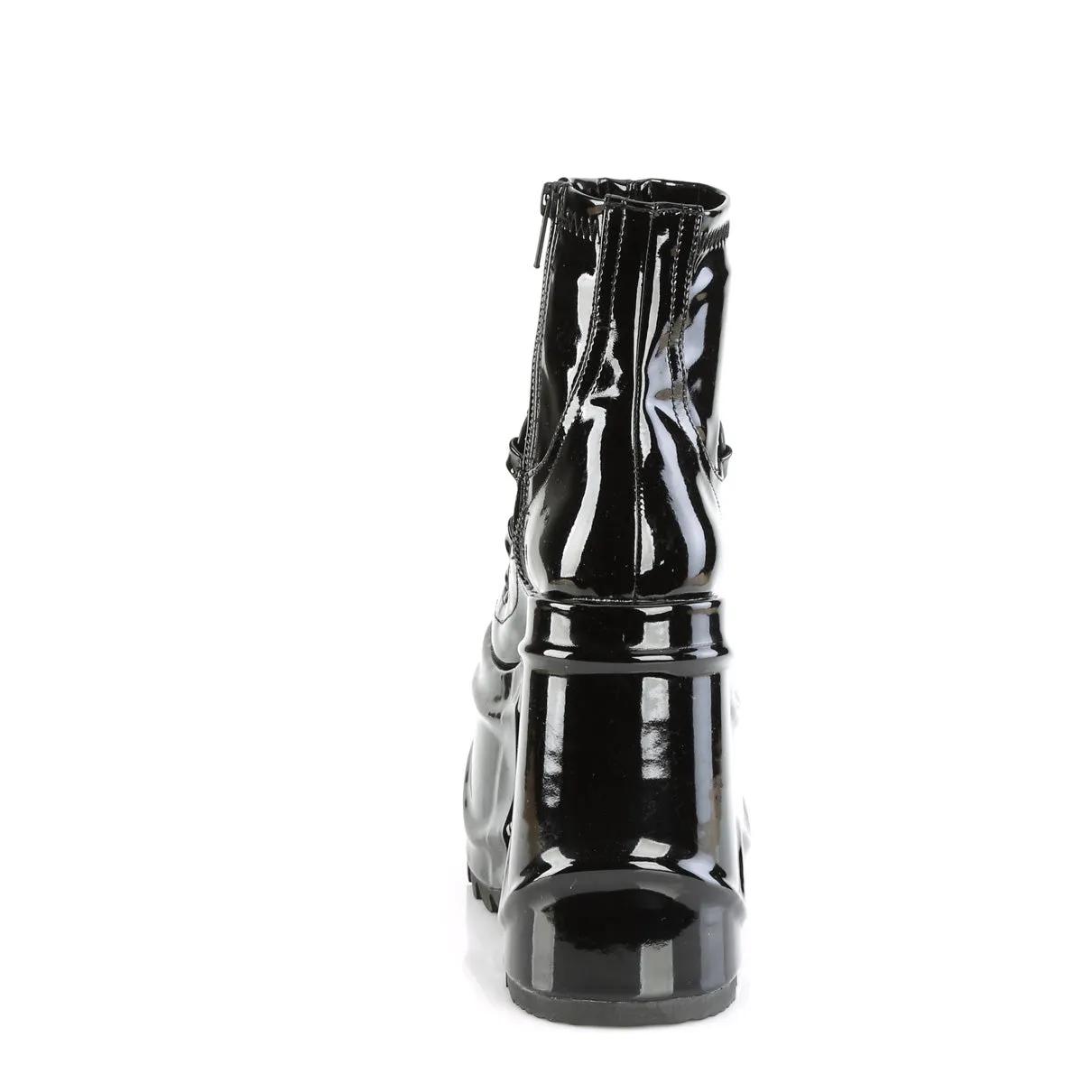 WAVE-110 DemoniaCult Black Patent Sexy Women's Ankle Boots (Alternative Footwear)