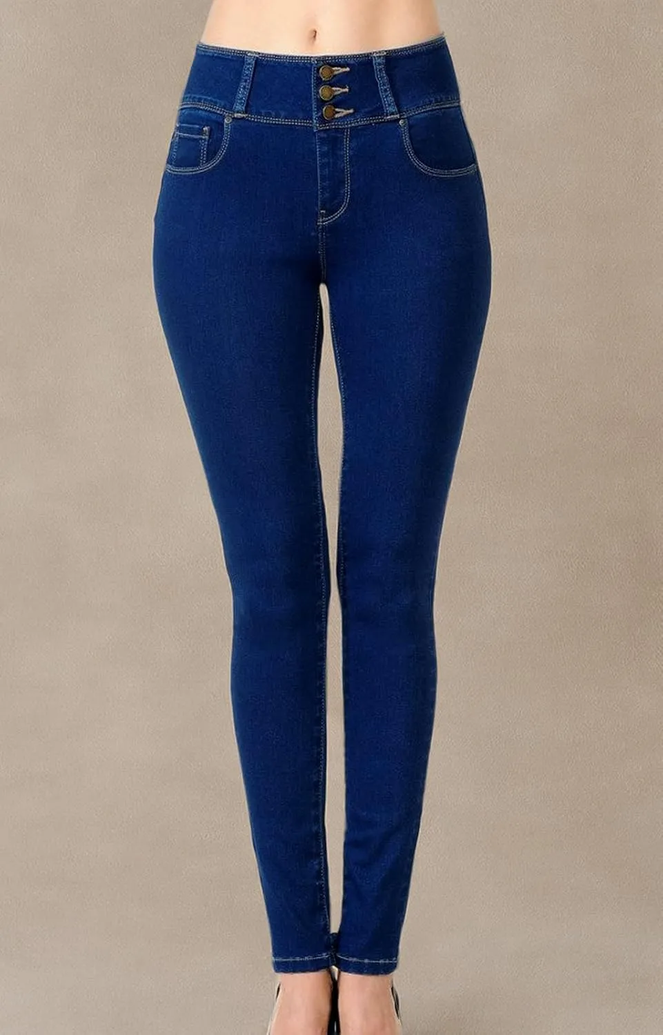 wax jean Women's High-Rise Push-Up Super Comfy 3-Button Skinny Jeans