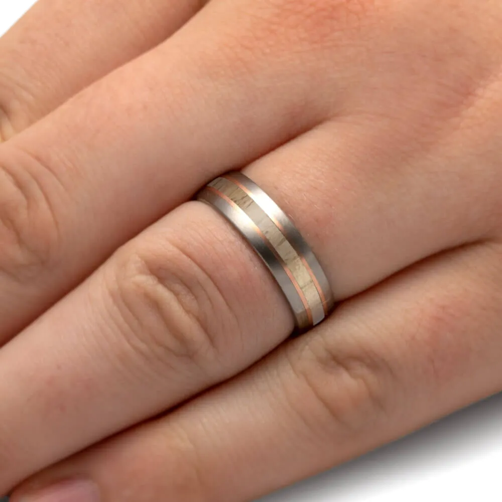 White Ash Baseball Bat Ring for Men in Titanium