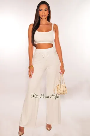 White Tank Palazzo Pants Two Piece Set