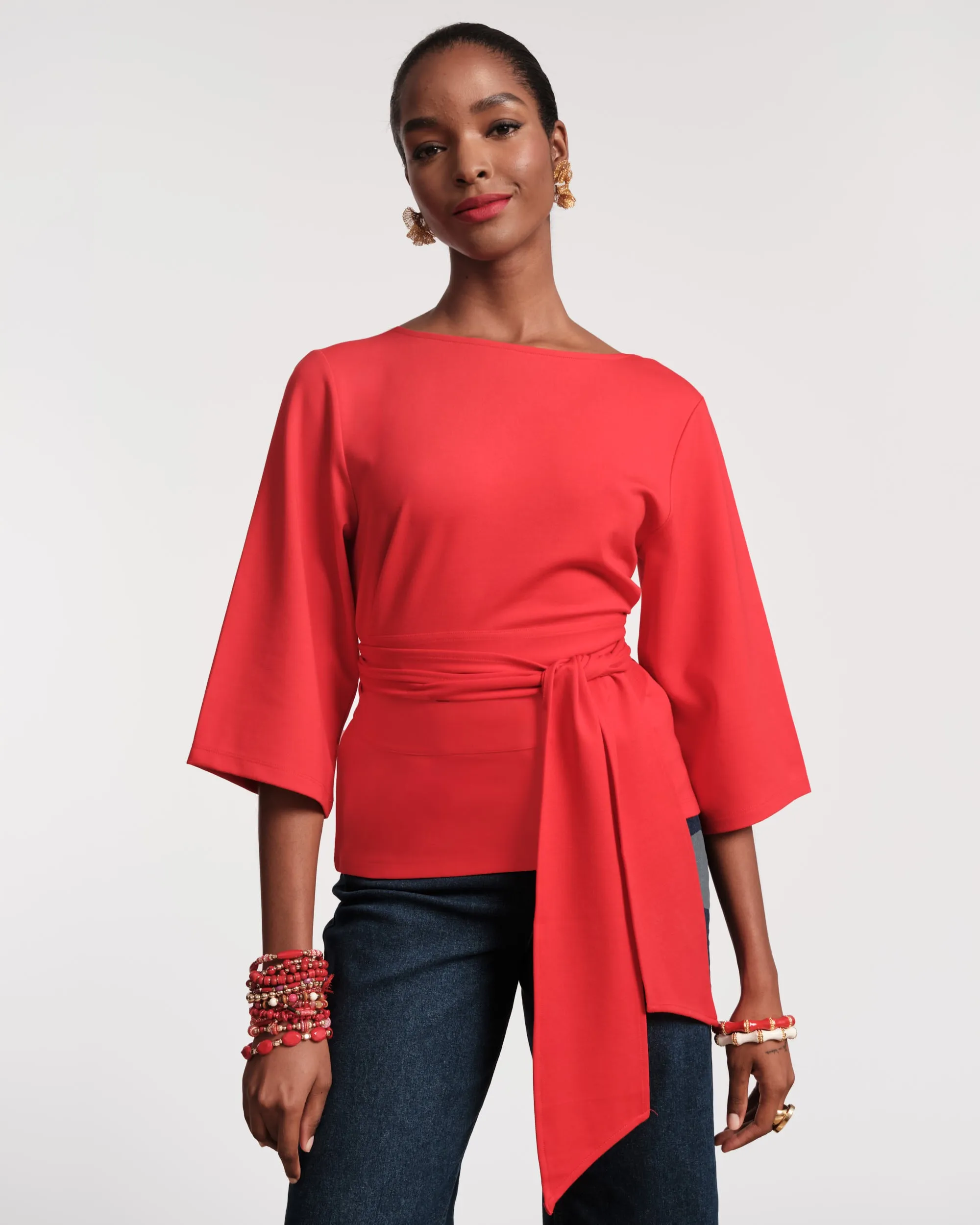 Whitney Wrap Top Red