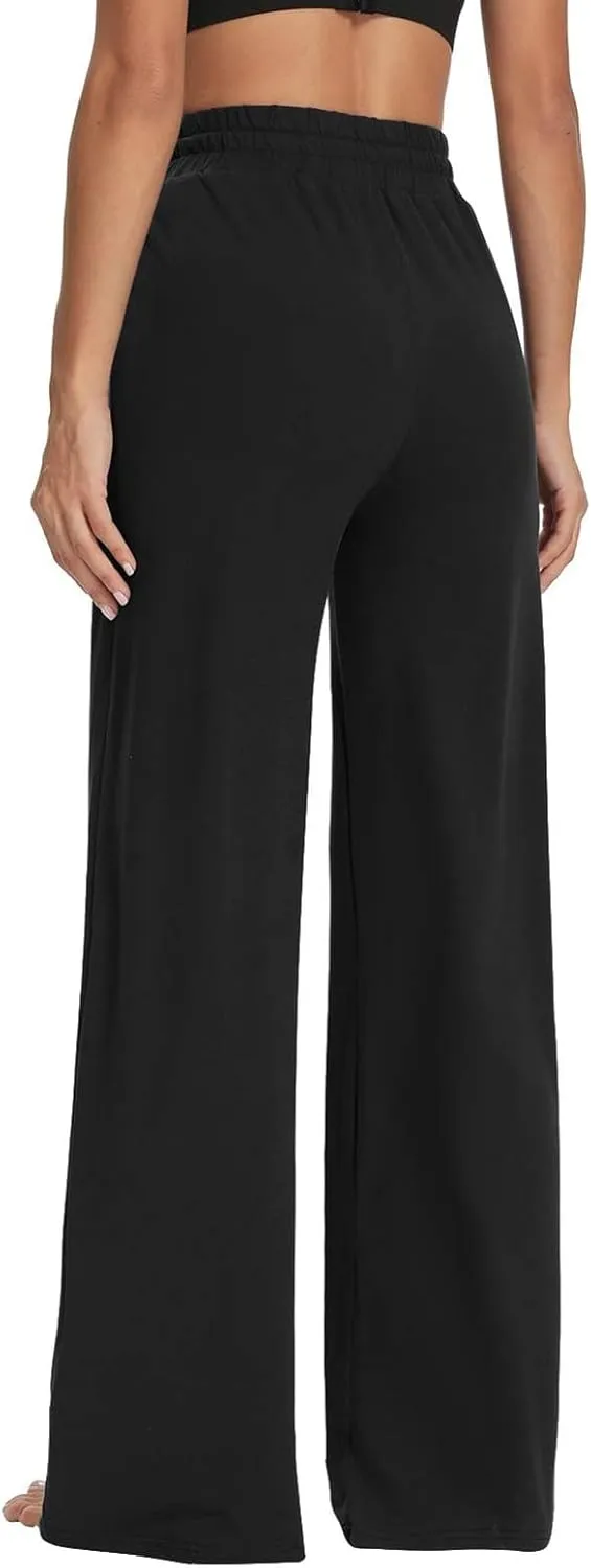 Wide Leg Pants for Women Summer Casual Drawstring High Waisted Pajama Pants Soft Baggy Yoga Pants with Pockets
