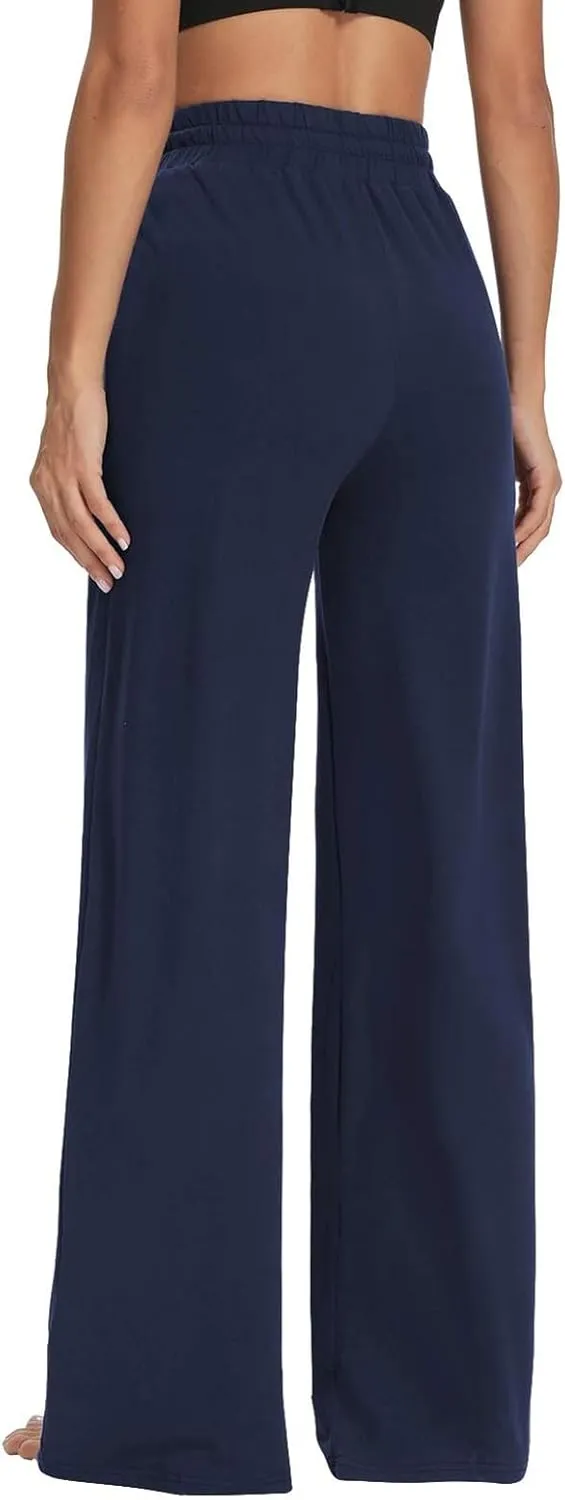 Wide Leg Pants for Women Summer Casual Drawstring High Waisted Pajama Pants Soft Baggy Yoga Pants with Pockets